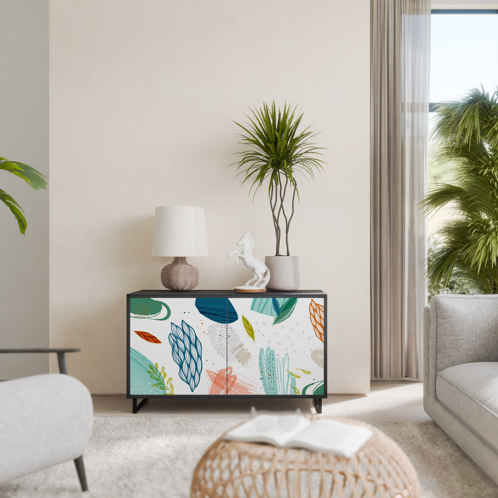 BOTANICAL HURRICANE Aparador de 2 Portas em Acabamento Preto