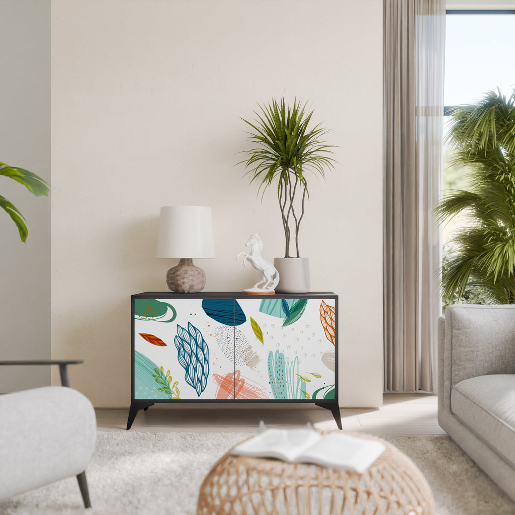 BOTANICAL HURRICANE Aparador de 2 Portas em Acabamento Preto