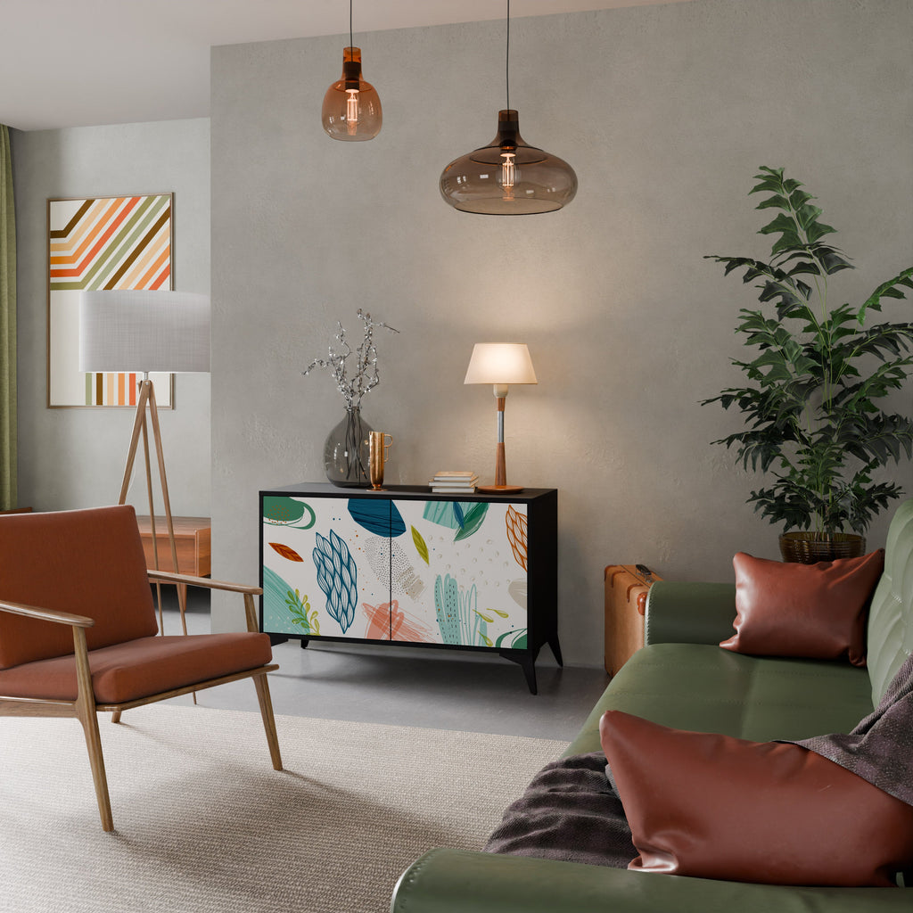 BOTANICAL HURRICANE Aparador de 2 Portas em Acabamento Preto