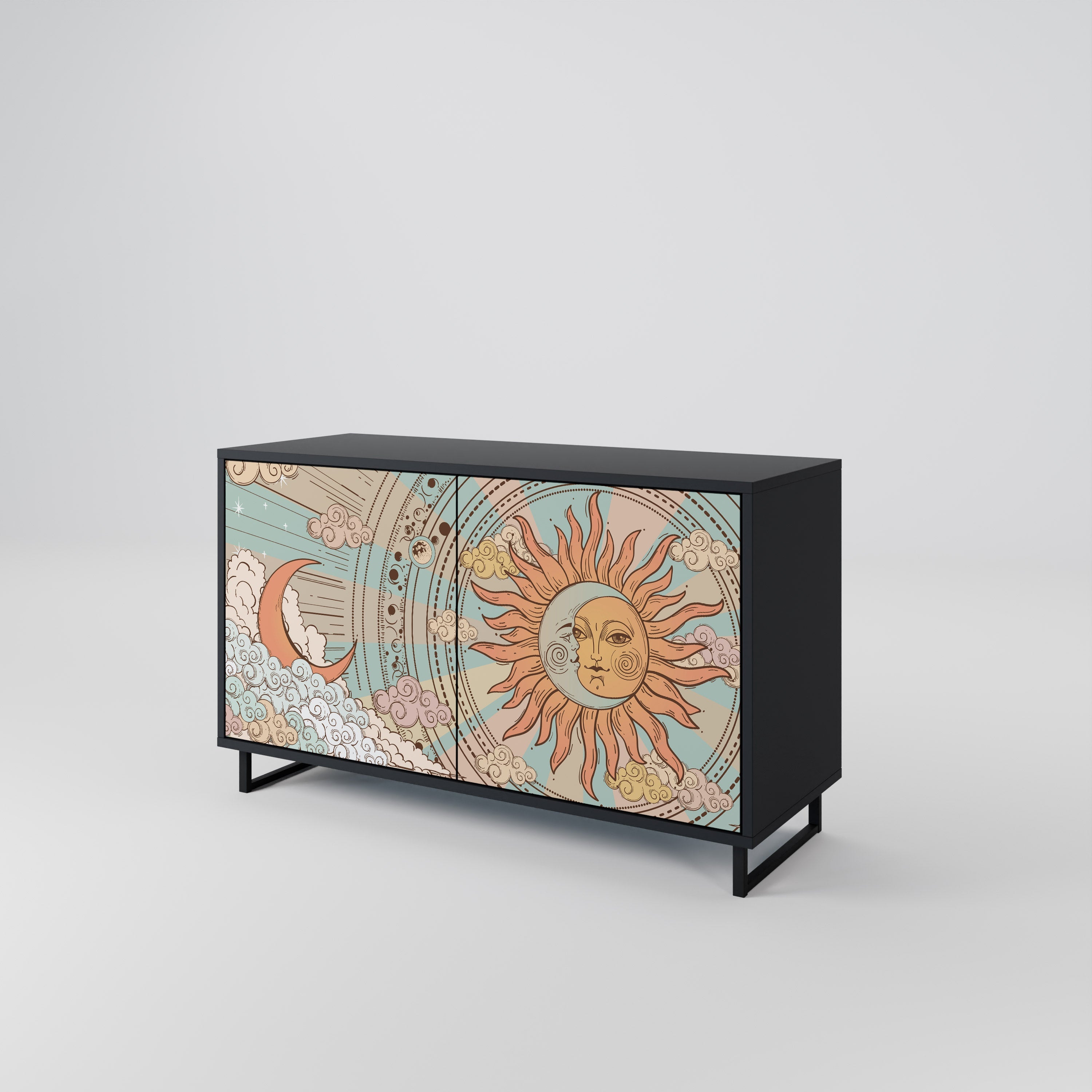 MYSTICAL STRUCTURE 2-Door Sideboard in Black Finish