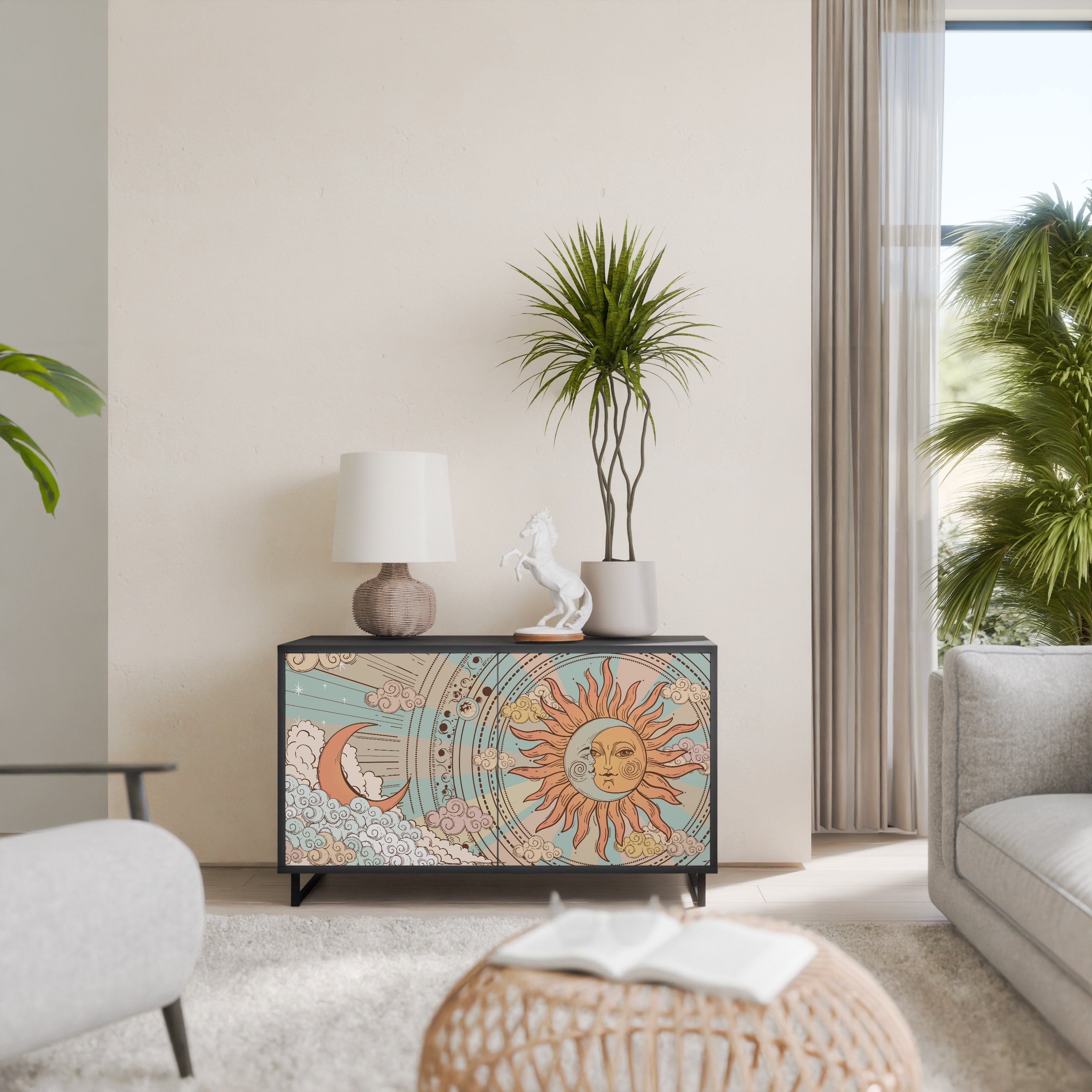 MYSTICAL STRUCTURE 2-Door Sideboard in Black Finish