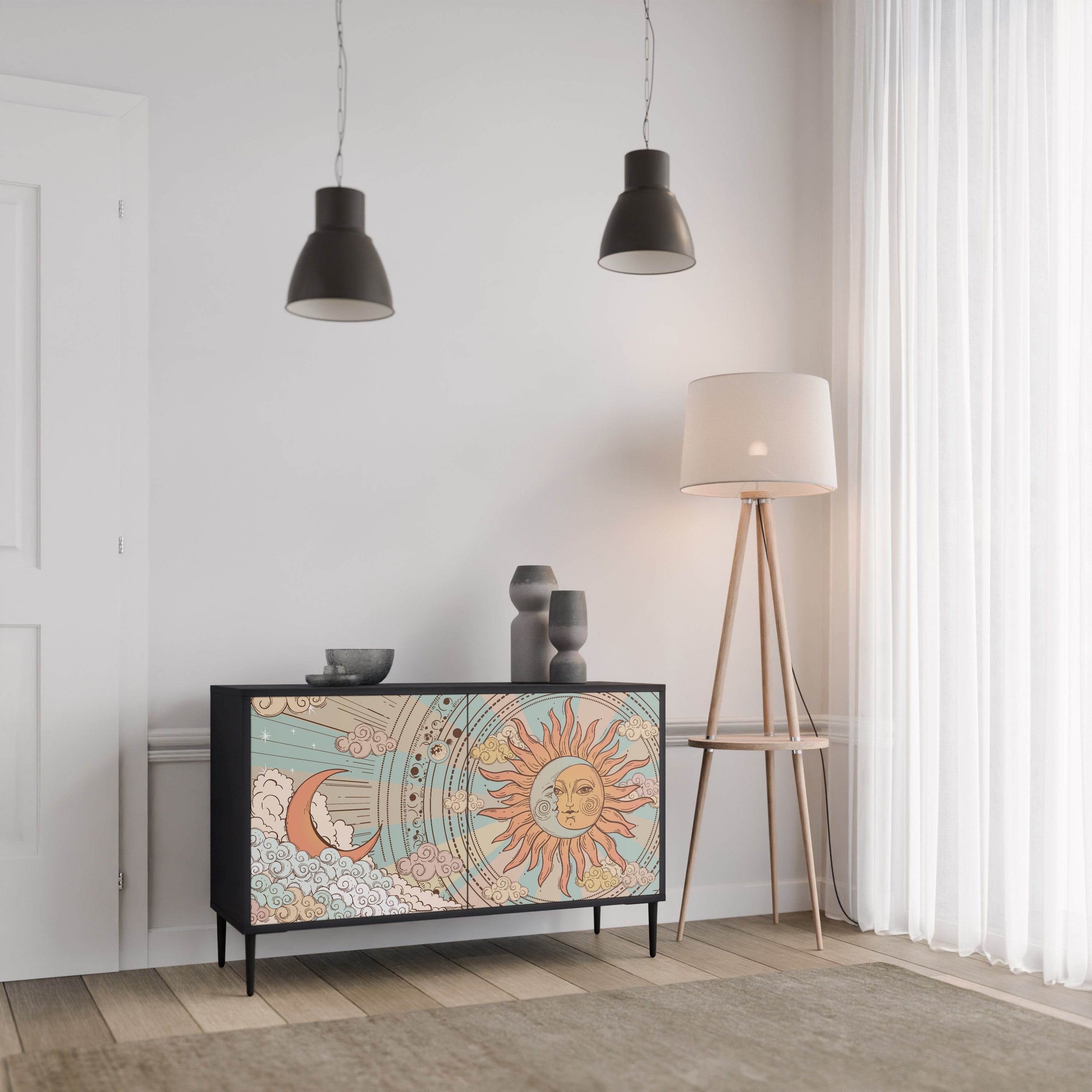 MYSTICAL STRUCTURE Aparador de 2 Portas em Acabamento Preto