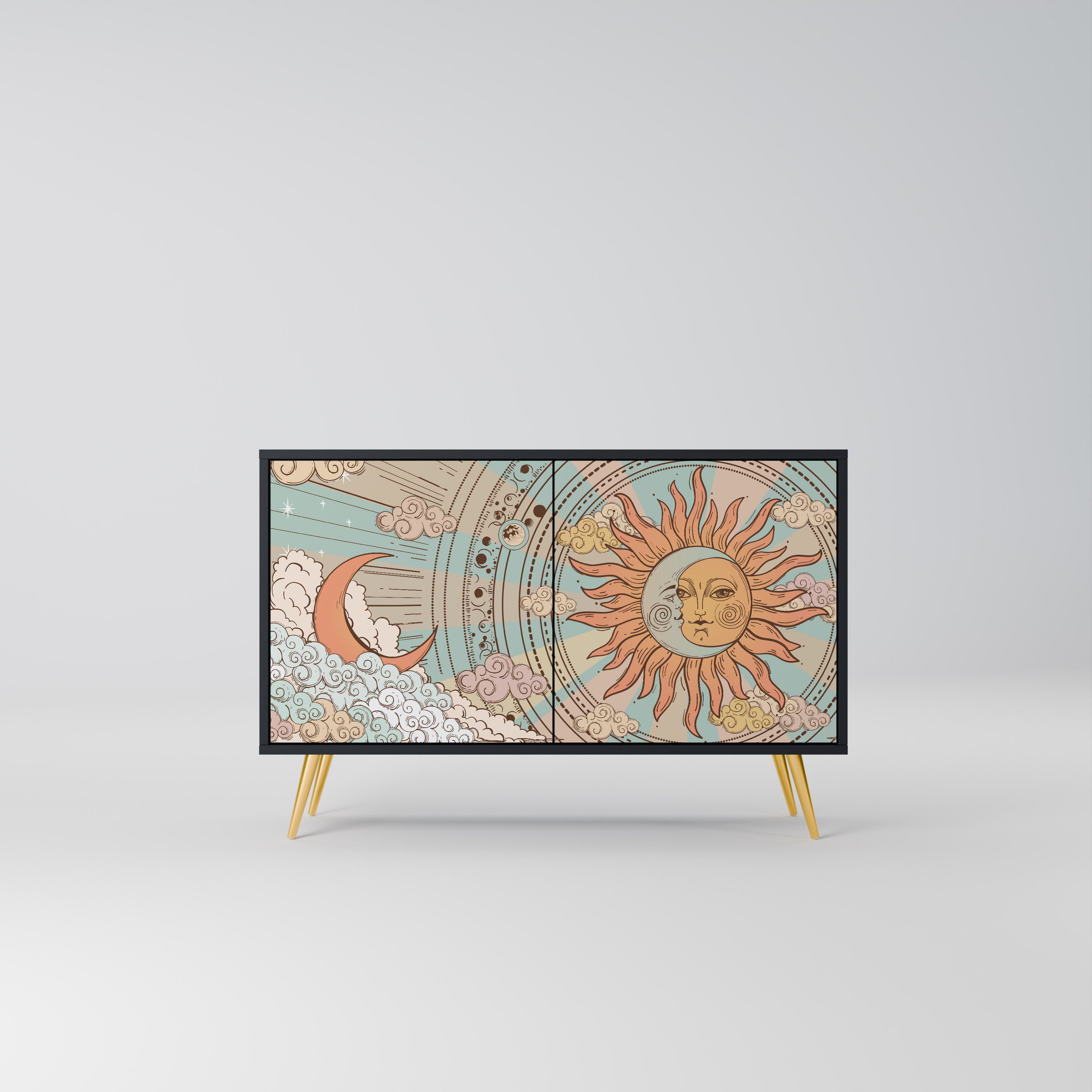 MYSTICAL STRUCTURE Aparador de 2 Portas em Acabamento Preto