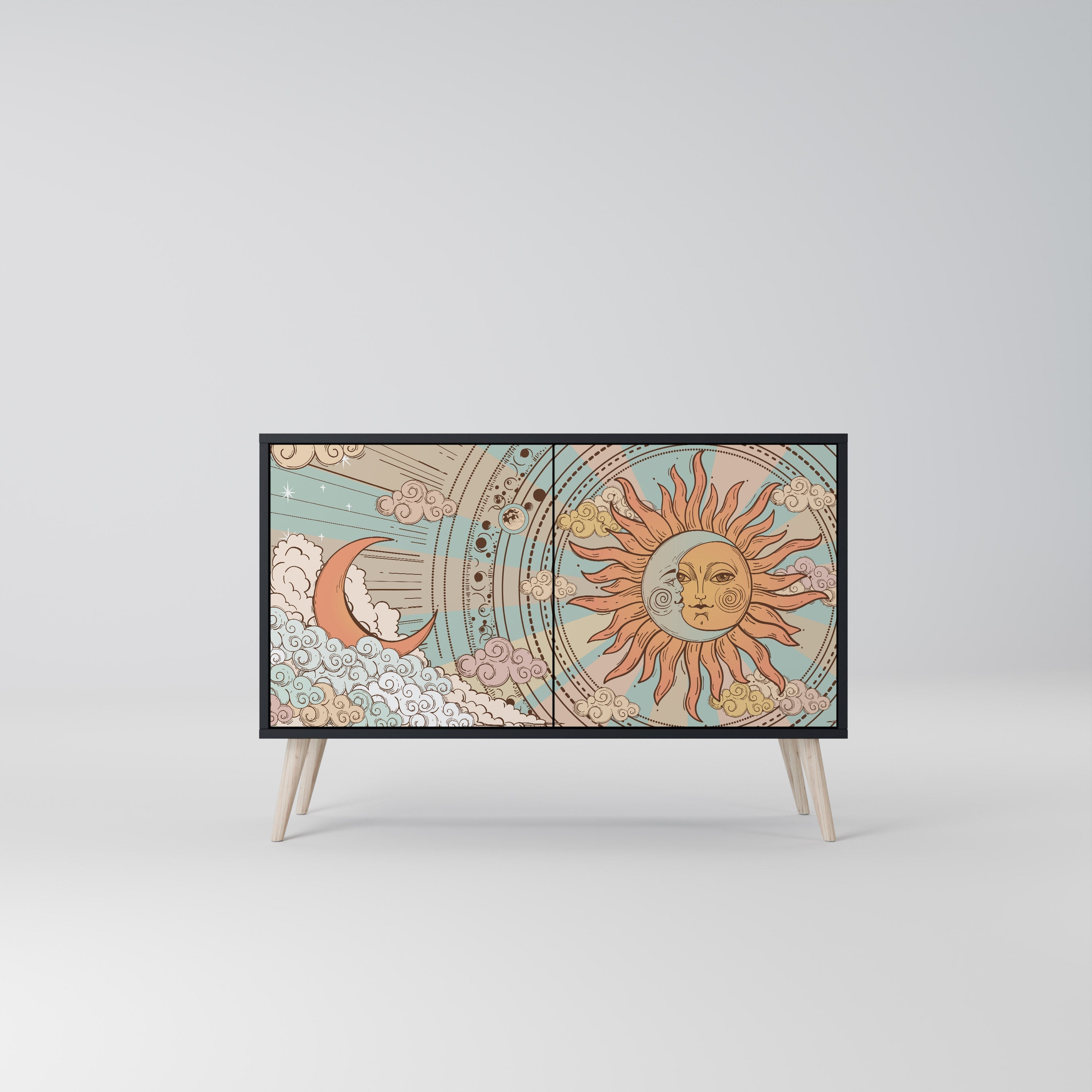 MYSTICAL STRUCTURE Aparador de 2 Portas em Acabamento Preto