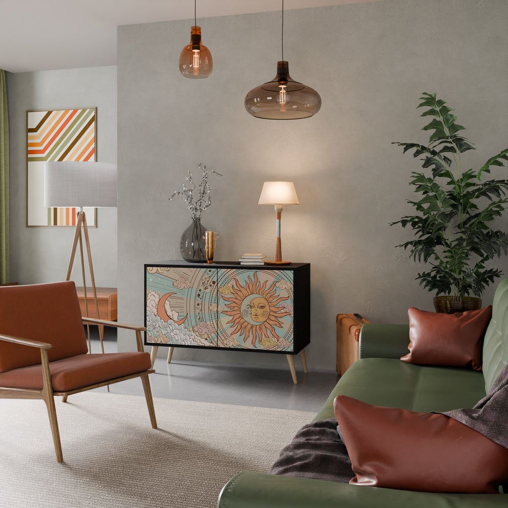 MYSTICAL STRUCTURE 2-Door Sideboard in Black Finish