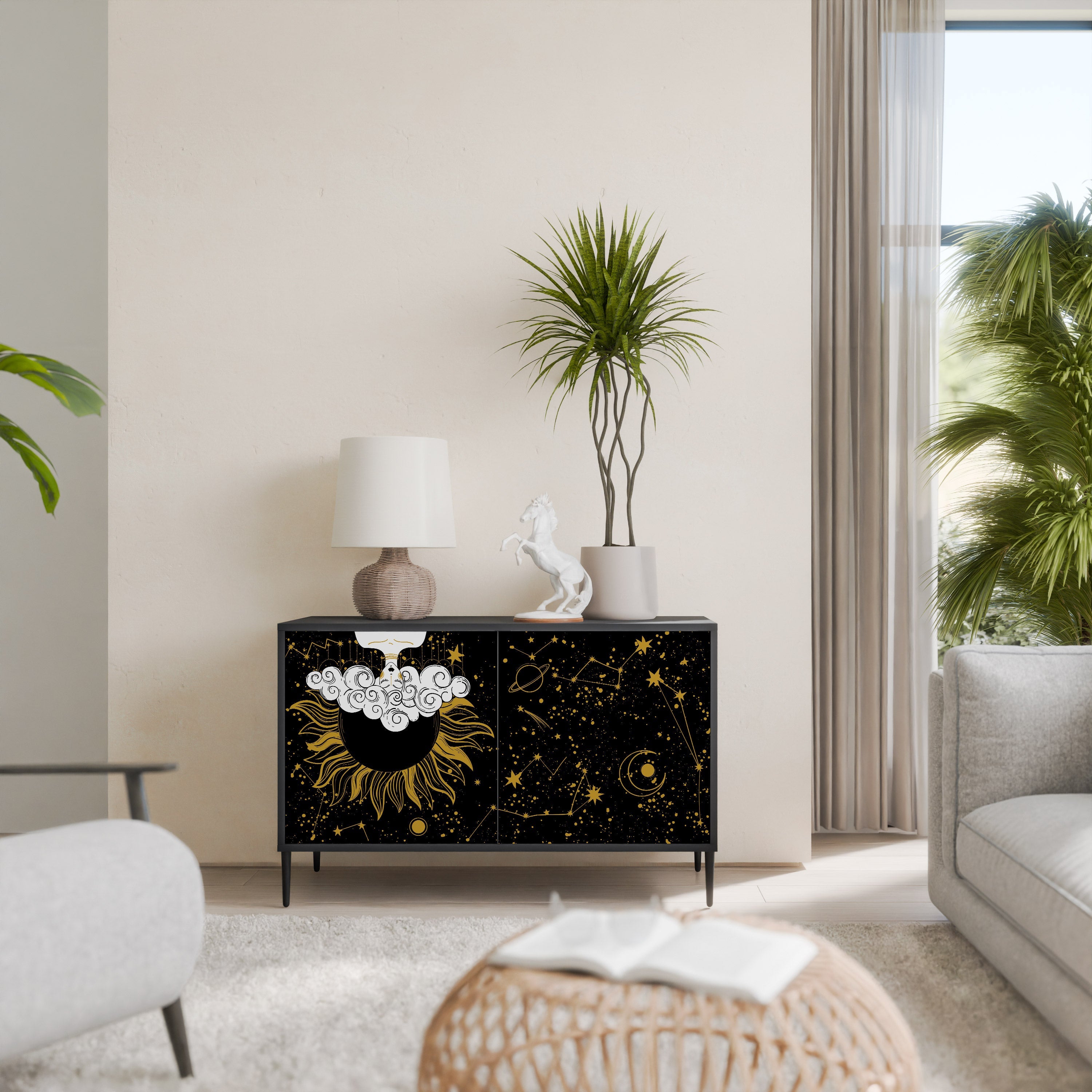 STELLAR CONSTELLATIONS Aparador de 2 Portas em Acabamento Preto