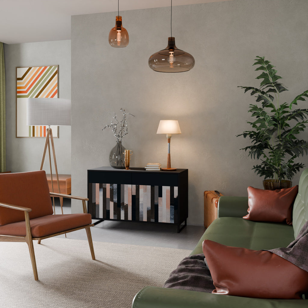 COLLAGE OF RECTANGLES 2-Door Sideboard in Black Finish