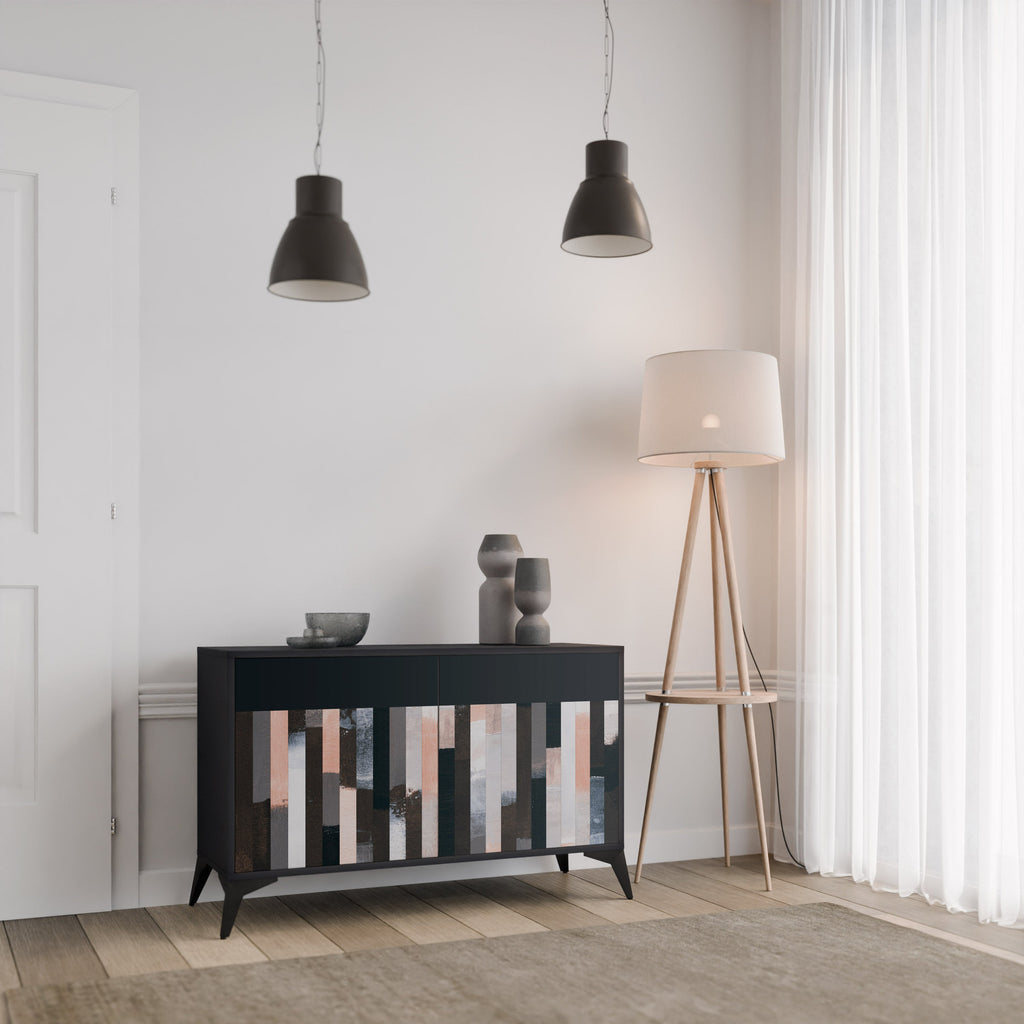 COLLAGE OF RECTANGLES 2-Door Sideboard in Black Finish