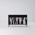 COLLAGE OF RECTANGLES 2-Door Sideboard in Black Finish