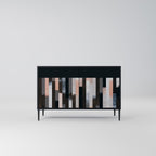 COLLAGE OF RECTANGLES 2-Door Sideboard in Black Finish