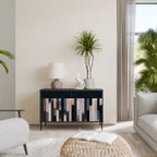 COLLAGE OF RECTANGLES 2-Door Sideboard in Black Finish