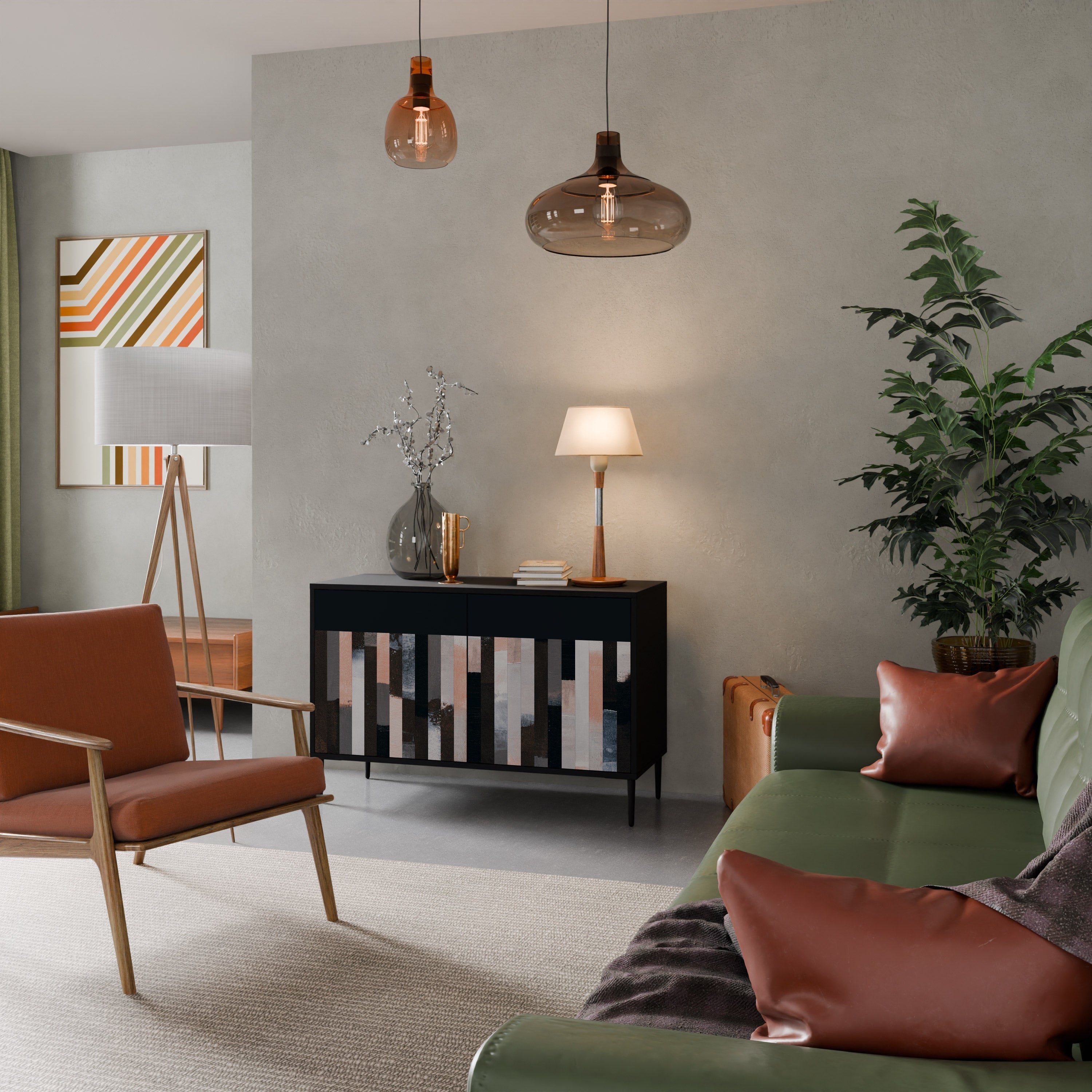 COLLAGE OF RECTANGLES Aparador de 2 Portas em Acabamento Preto