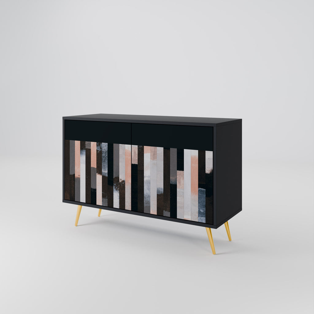 COLLAGE OF RECTANGLES 2-Door Sideboard in Black Finish