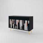 COLLAGE OF RECTANGLES 2-Door Sideboard in Black Finish