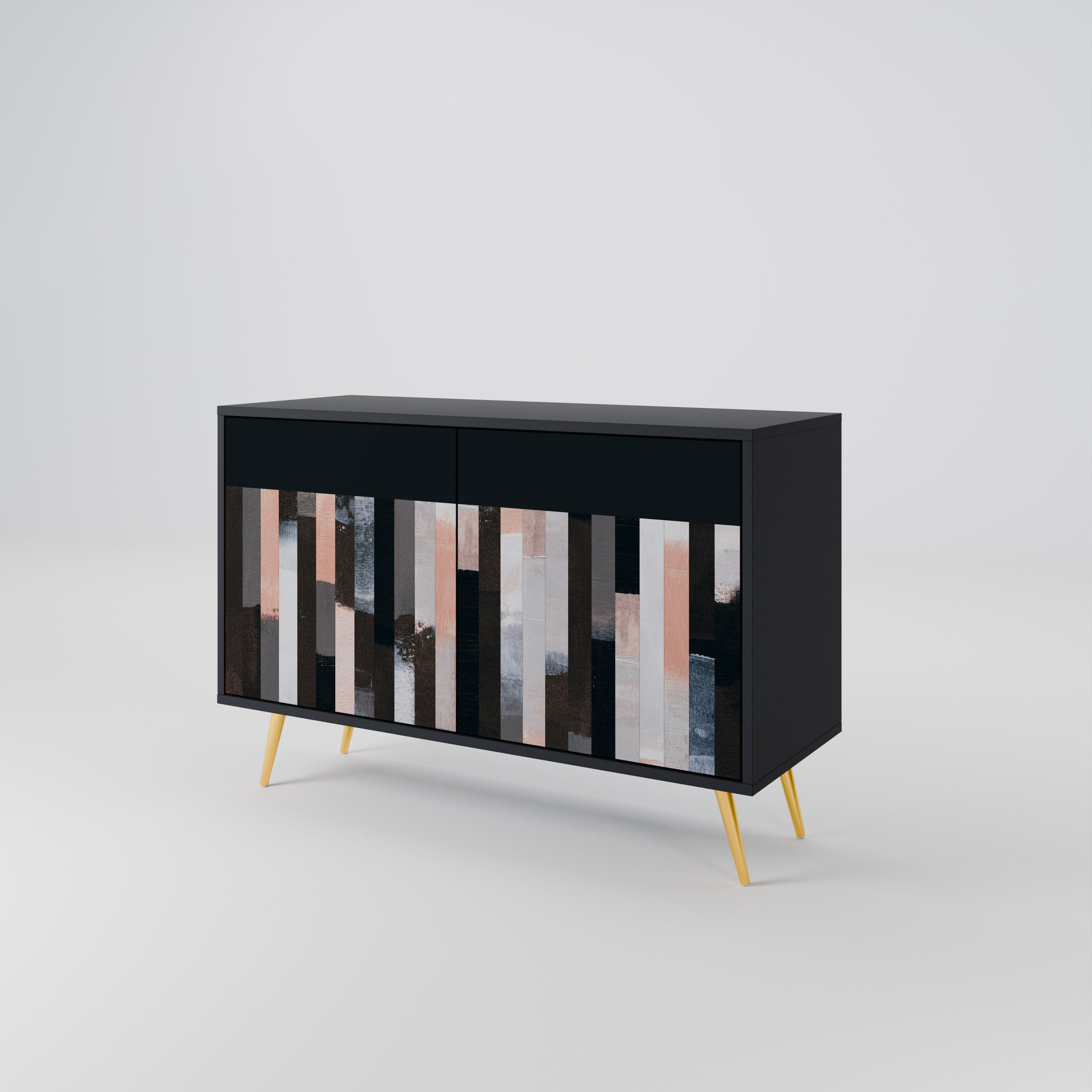 COLLAGE OF RECTANGLES 2-Door Sideboard in Black Finish