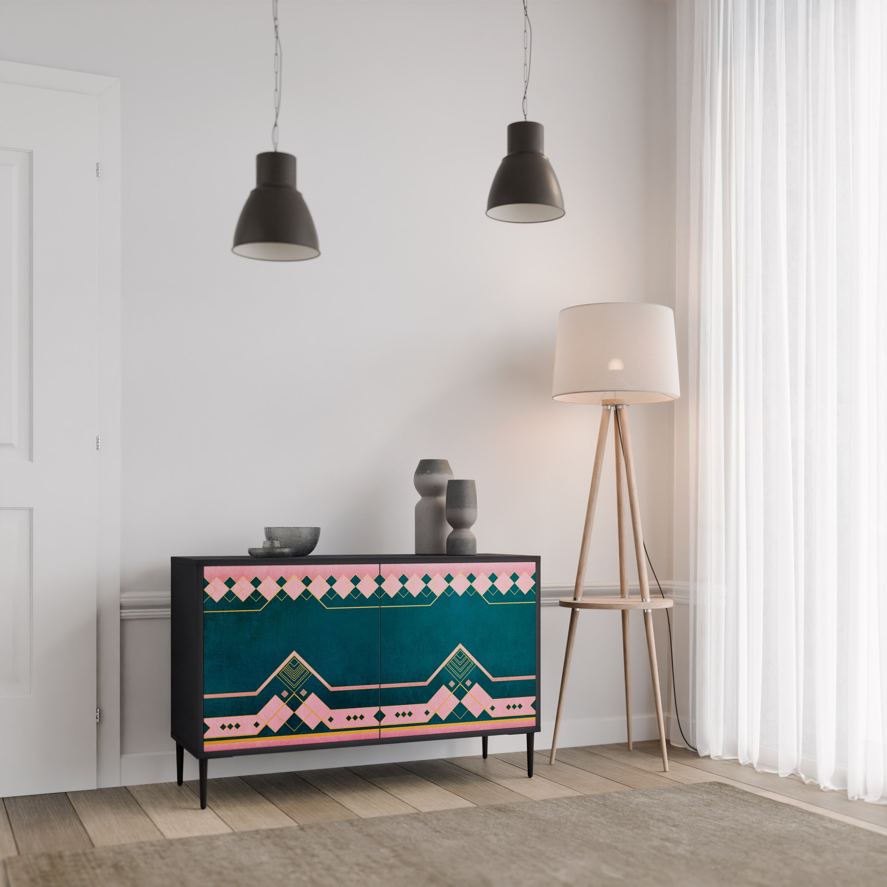 ROYAL COMPOSITION Aparador de 2 Portas em Acabamento Preto