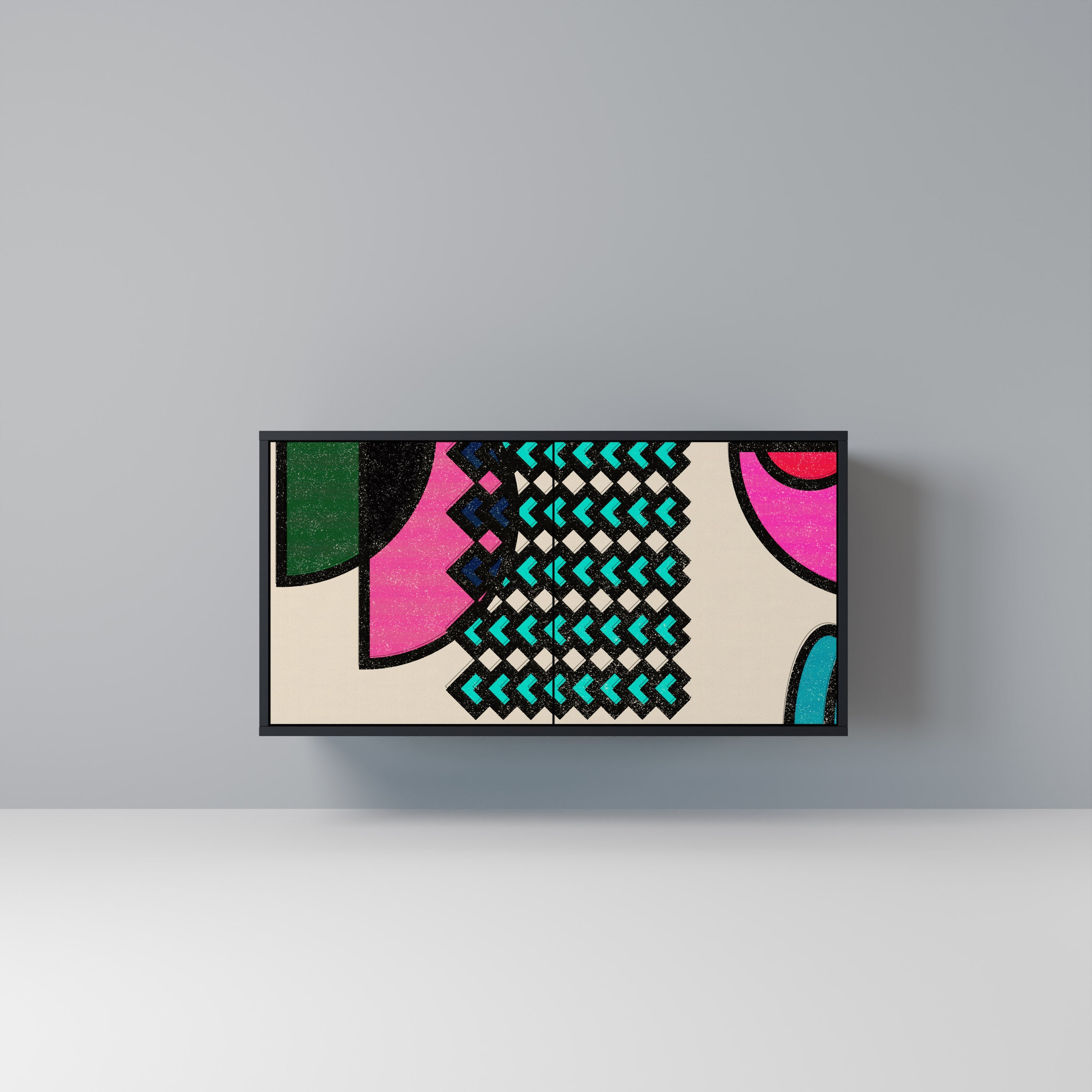 GEOMETRIC RHAPSODY Aparador de 2 Portas em Acabamento Preto