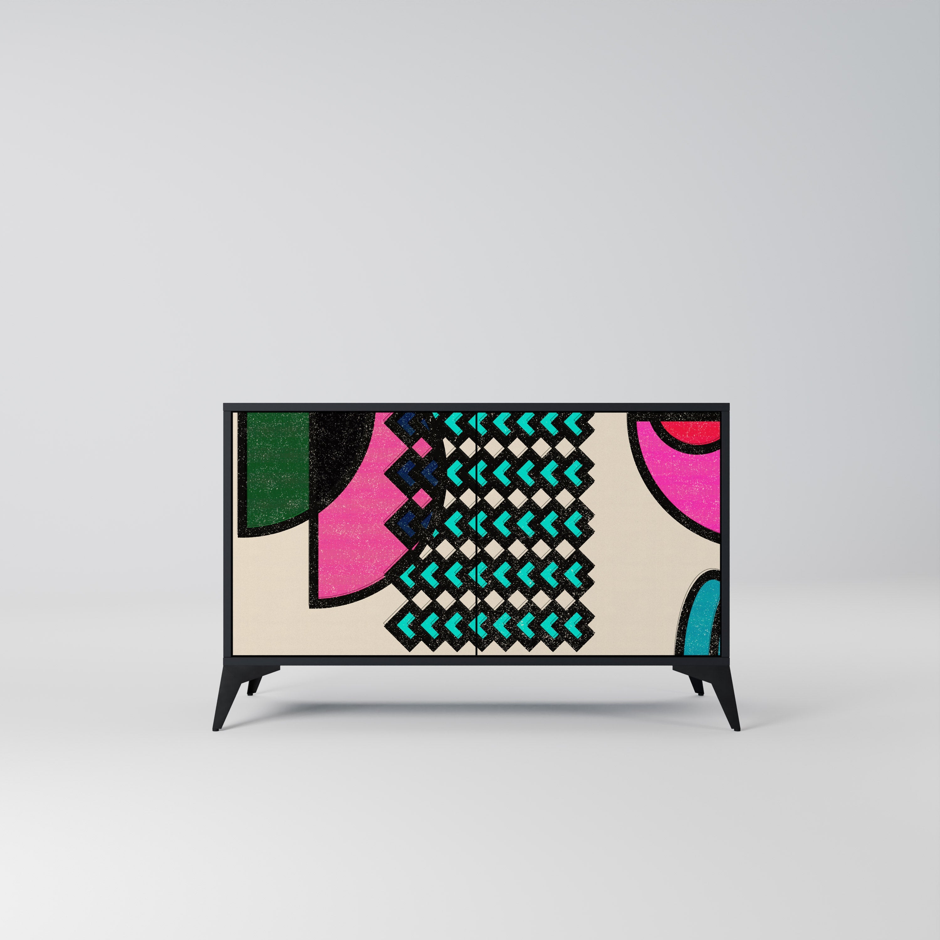 GEOMETRIC RHAPSODY Aparador de 2 Portas em Acabamento Preto