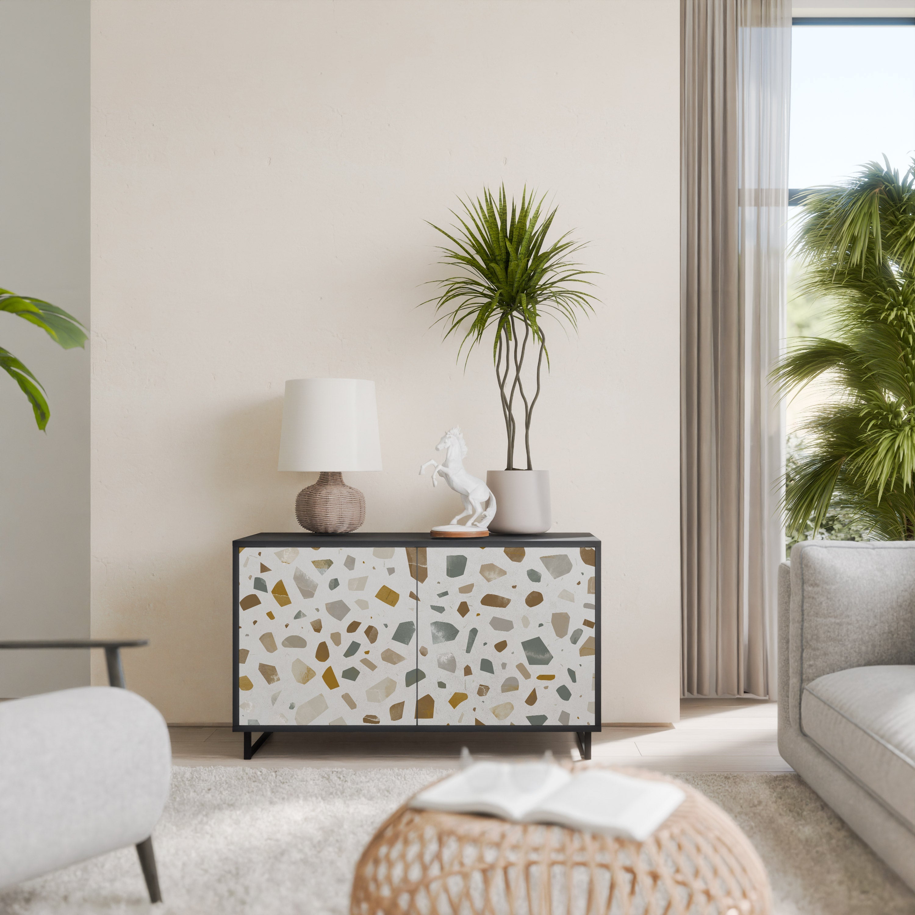 PIECES OF TOMORROW Aparador de 2 Portas em Acabamento Preto