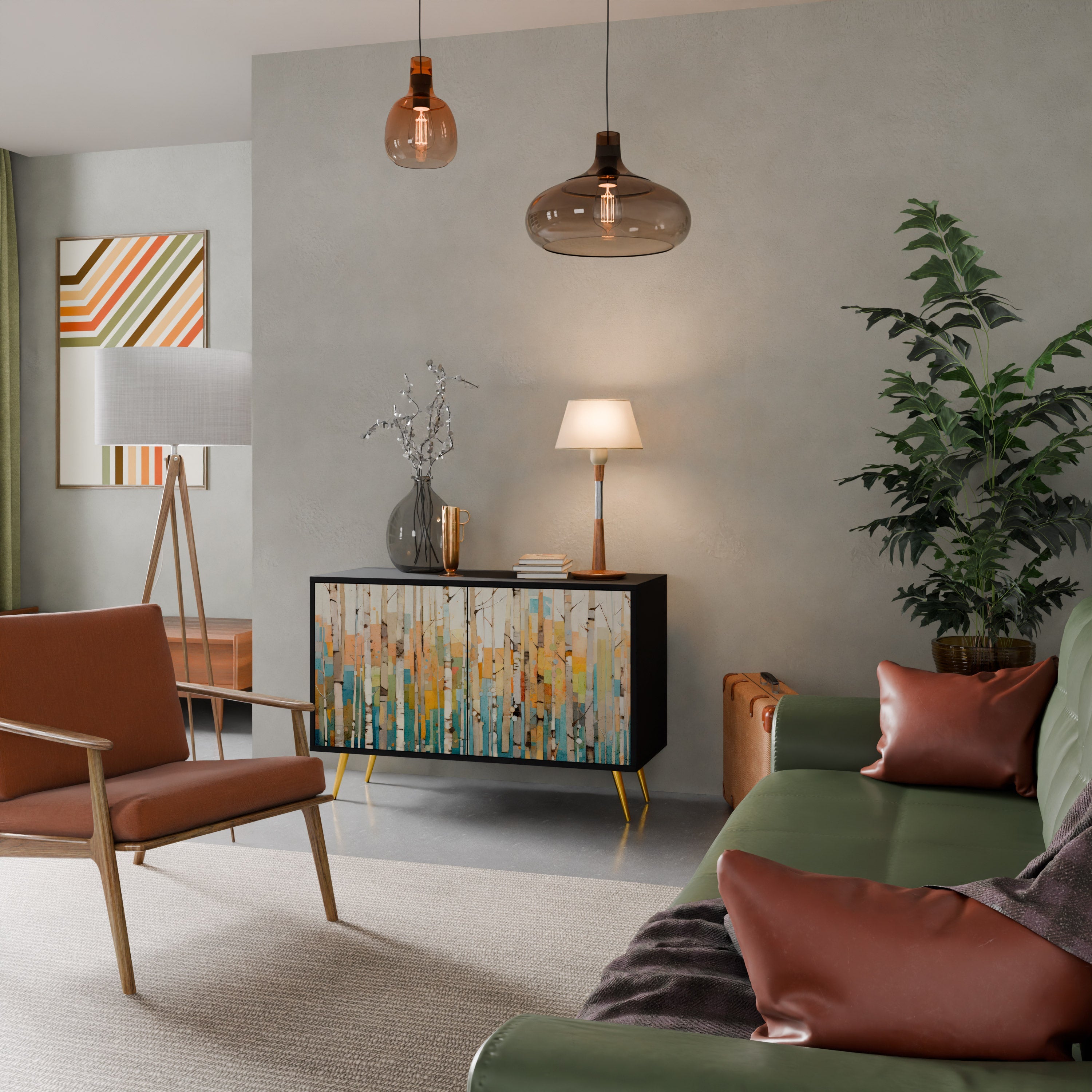 BIRCH KALEIDOSCOPE 2-Door Sideboard in Black Finish