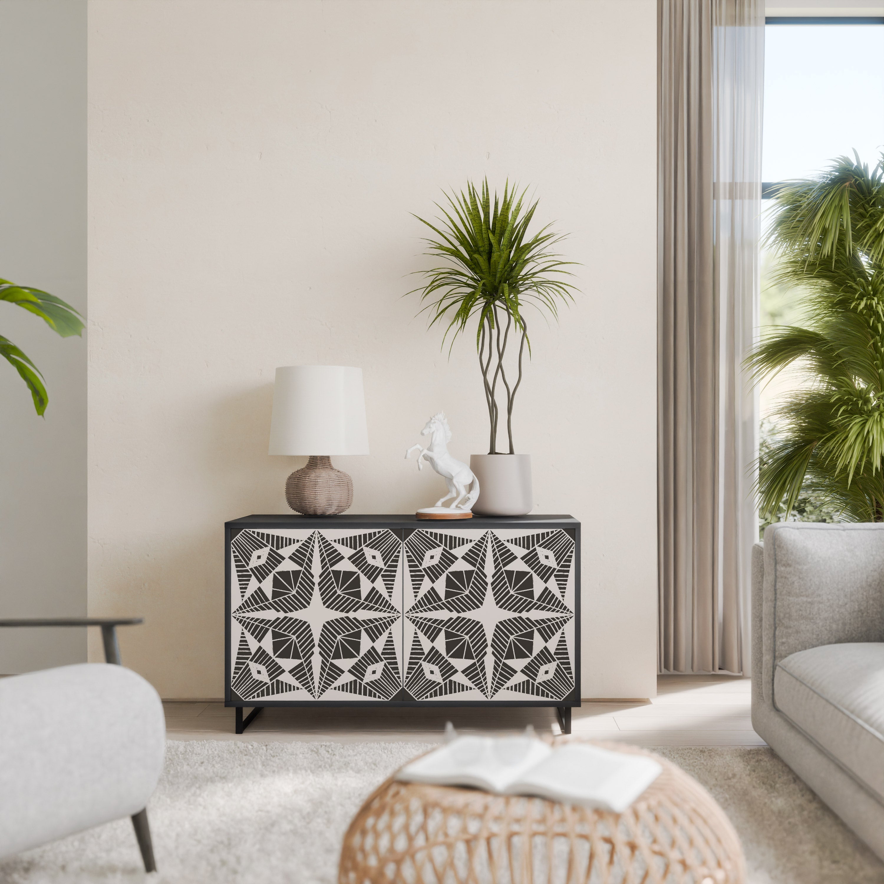 MONOCHROME NEXUS Aparador de 2 Portas em Acabamento Preto