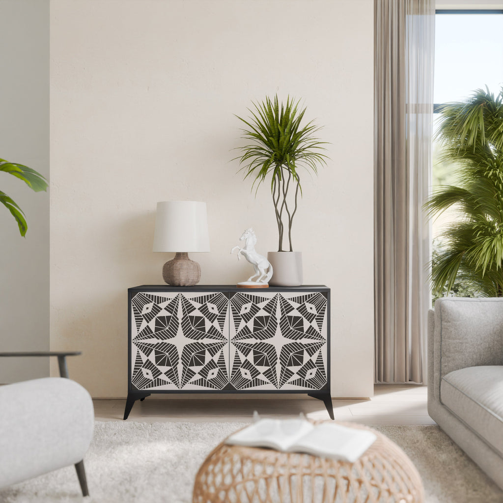 MONOCHROME NEXUS Aparador de 2 Portas em Acabamento Preto