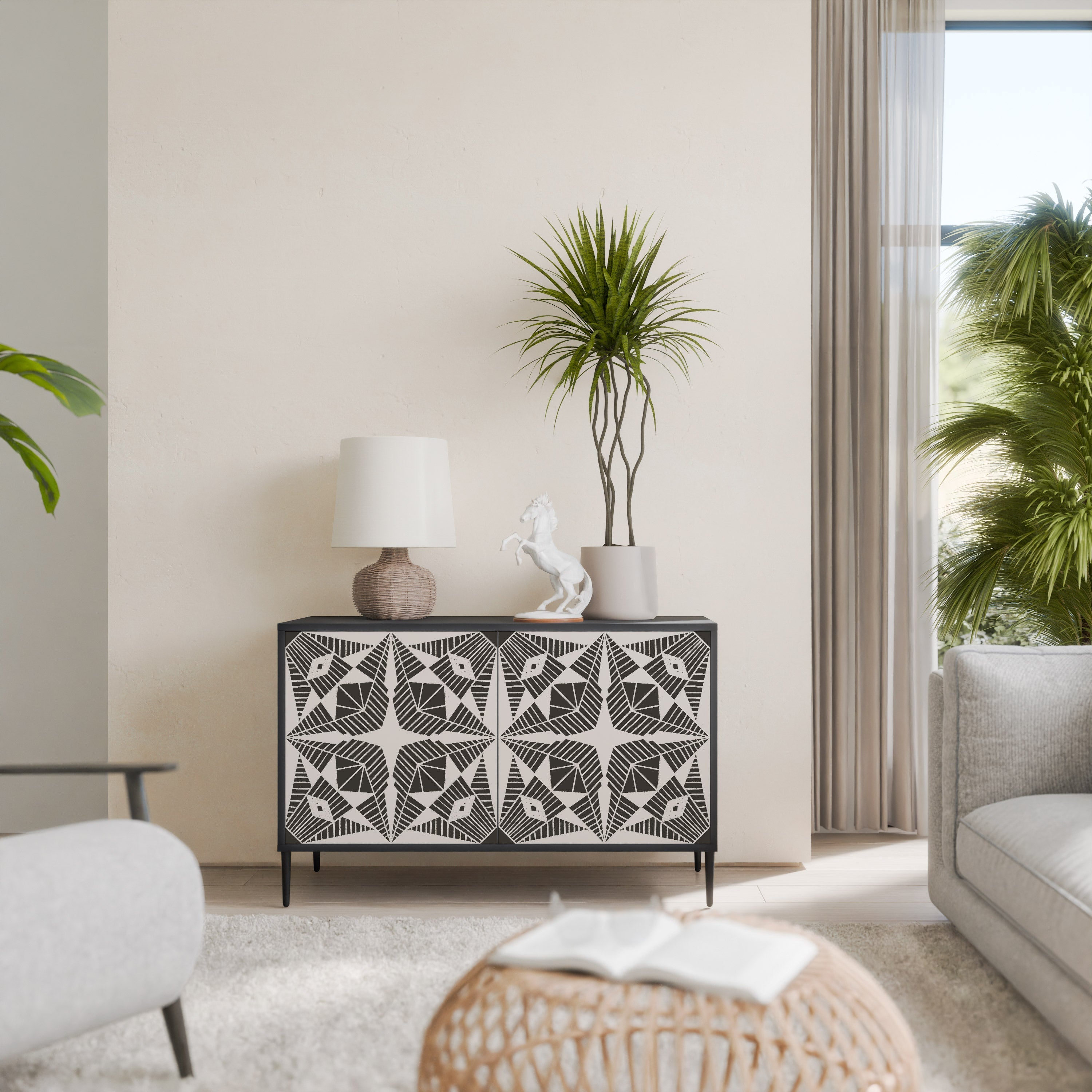 MONOCHROME NEXUS Aparador de 2 Portas em Acabamento Preto