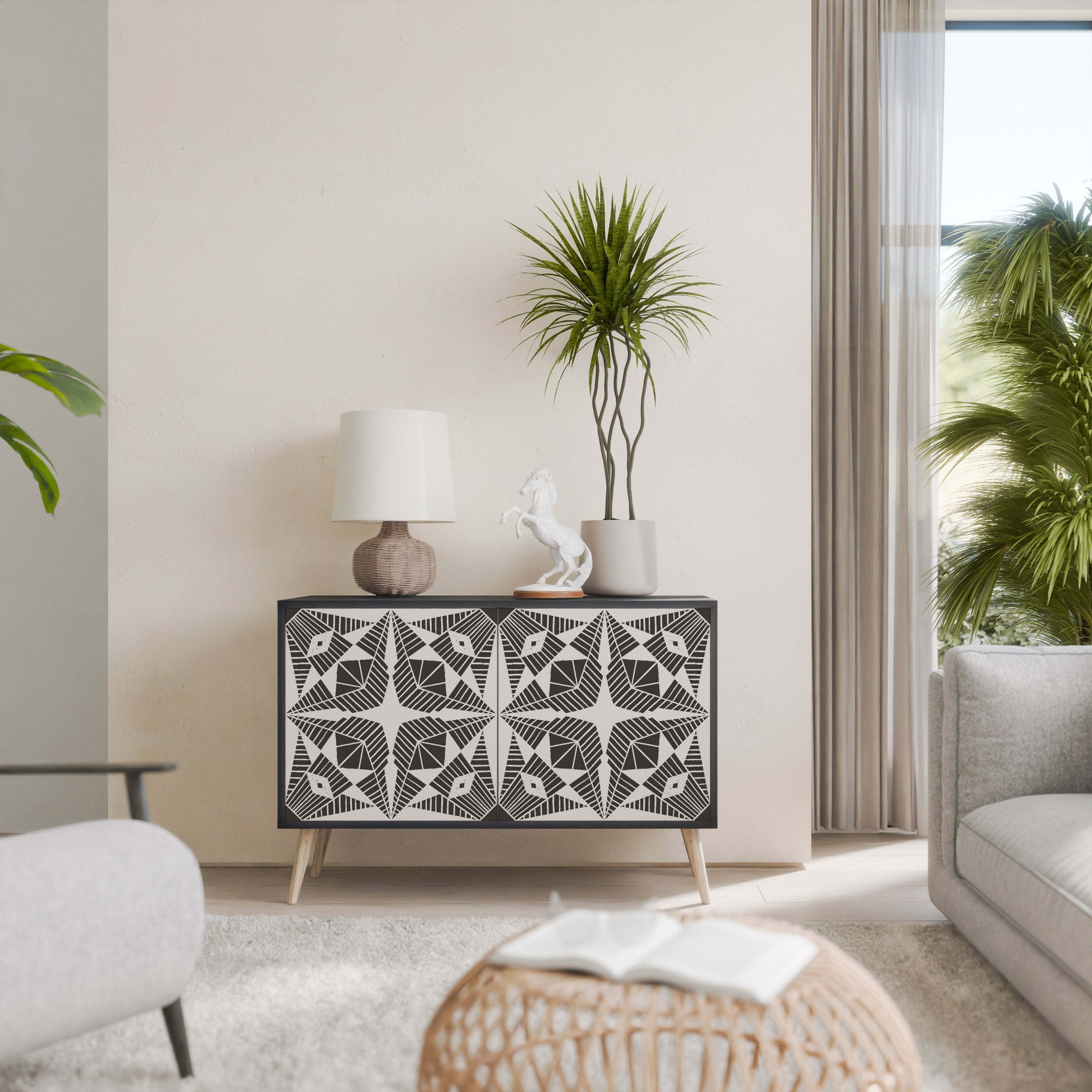 MONOCHROME NEXUS Aparador de 2 Portas em Acabamento Preto