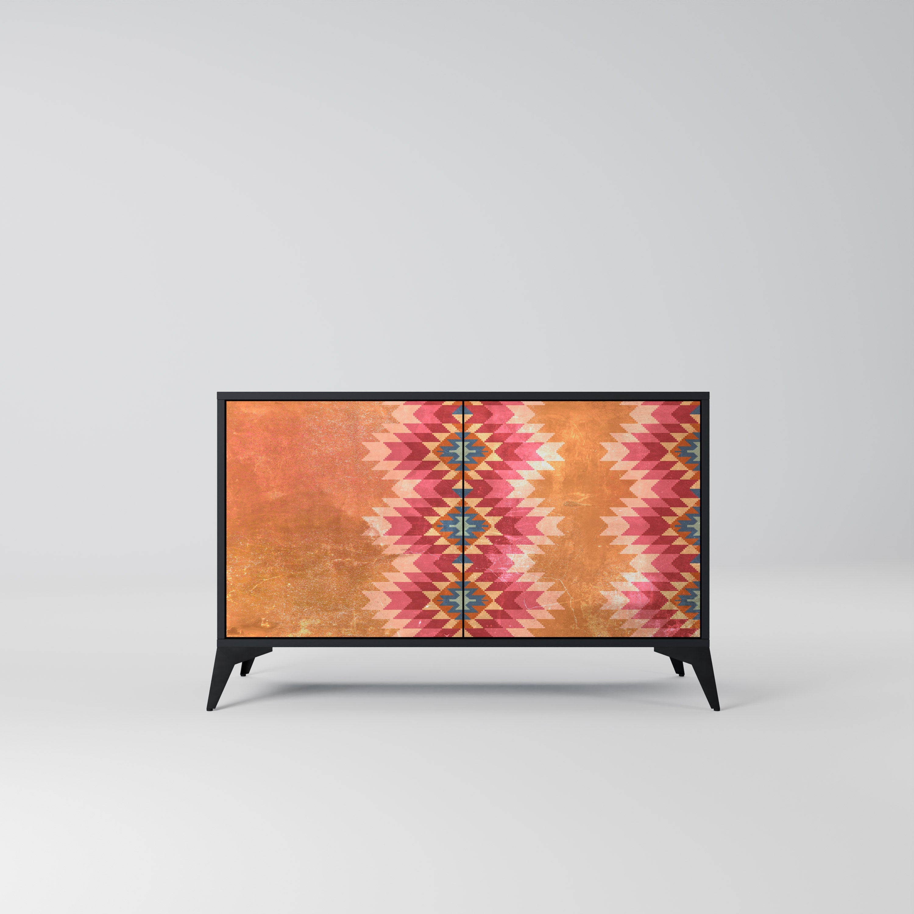 INDIAN FOLK Aparador de 2 Portas em Acabamento Preto