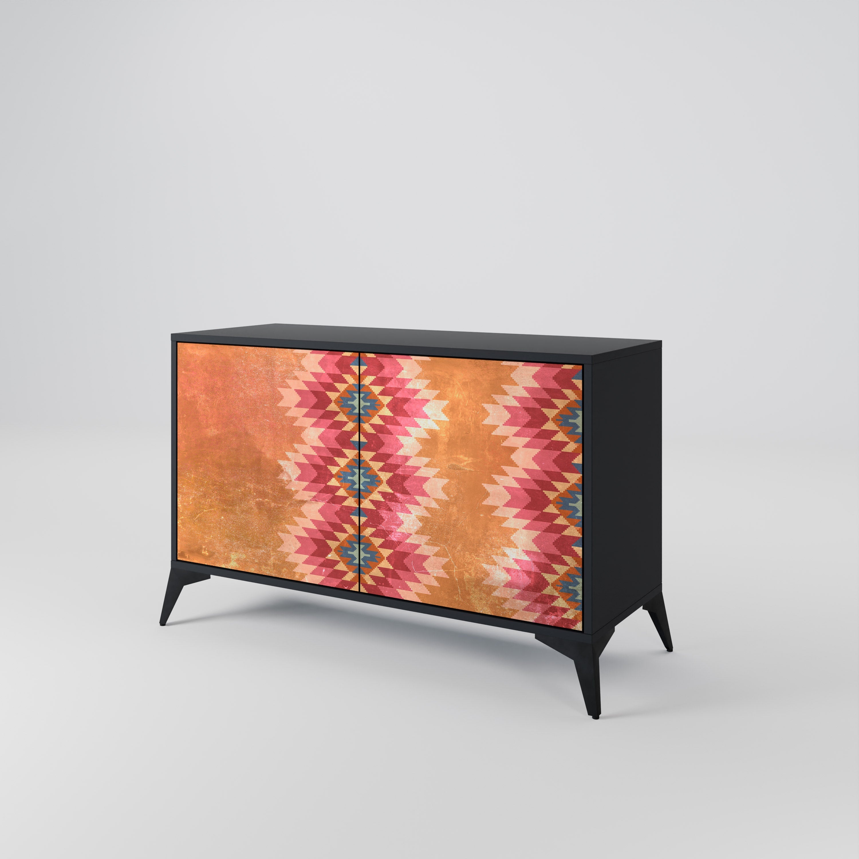 INDIAN FOLK 2-Door Sideboard in Black Finish