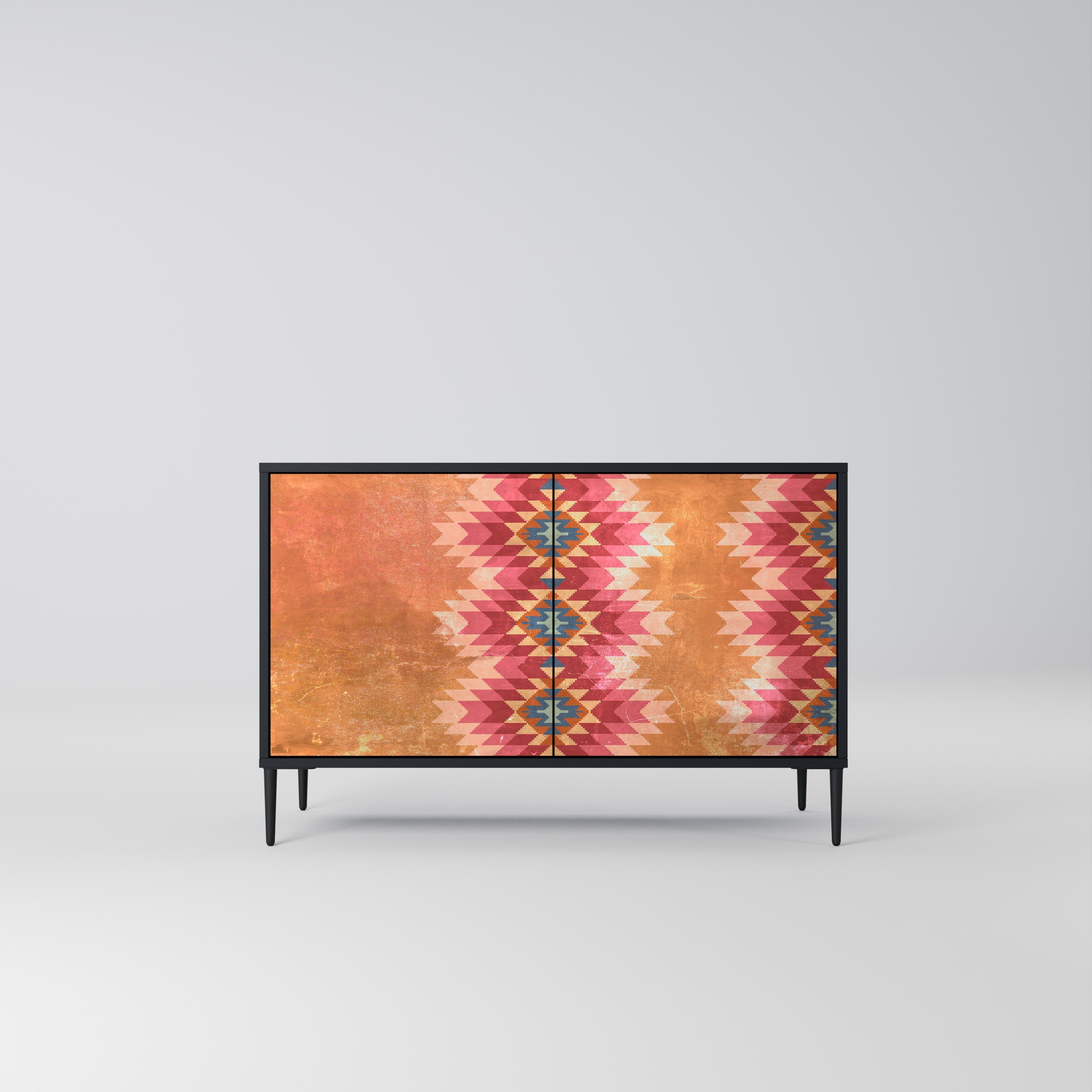 INDIAN FOLK Aparador de 2 Portas em Acabamento Preto