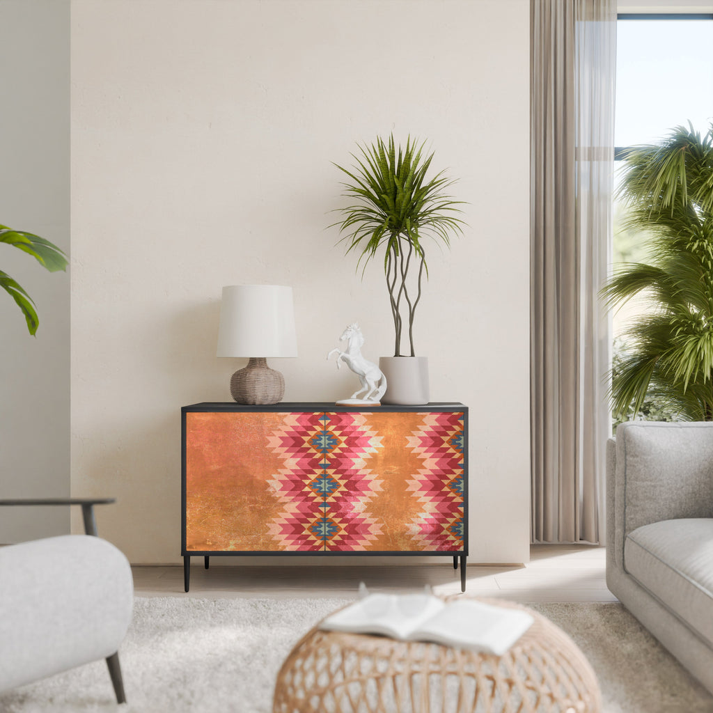 INDIAN FOLK 2-Door Sideboard in Black Finish