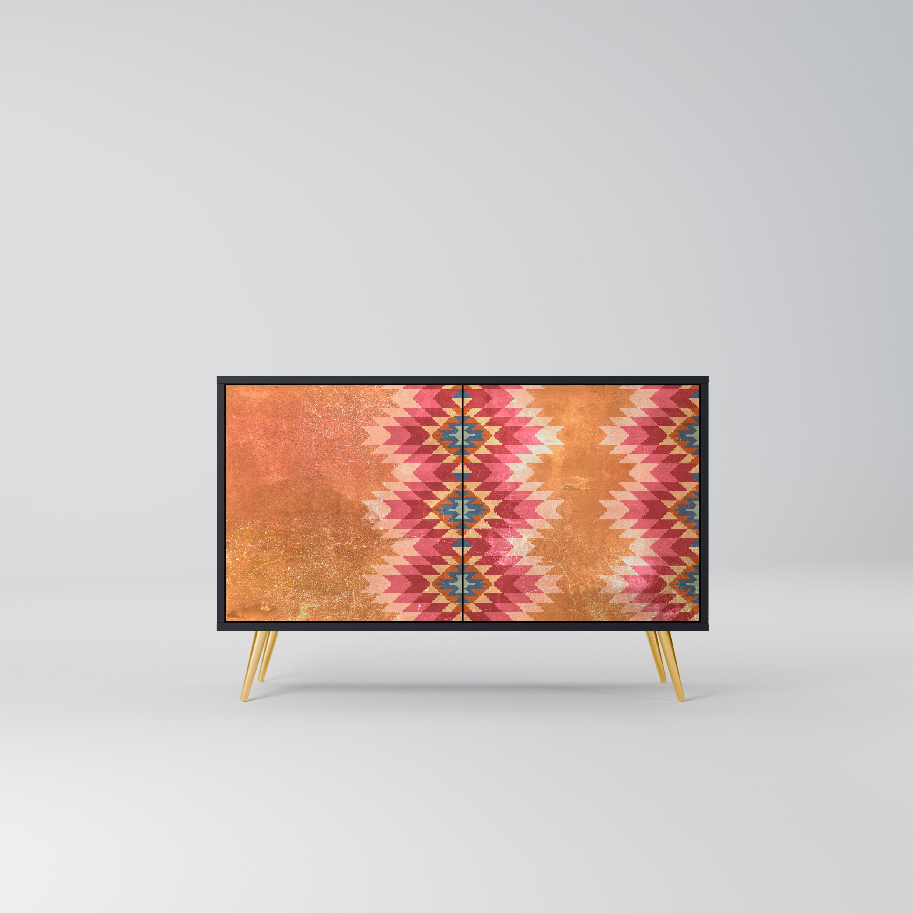 INDIAN FOLK Aparador de 2 Portas em Acabamento Preto