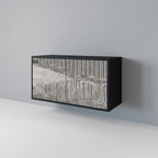 GRAIN LINES Aparador de 2 Portas em Acabamento Preto