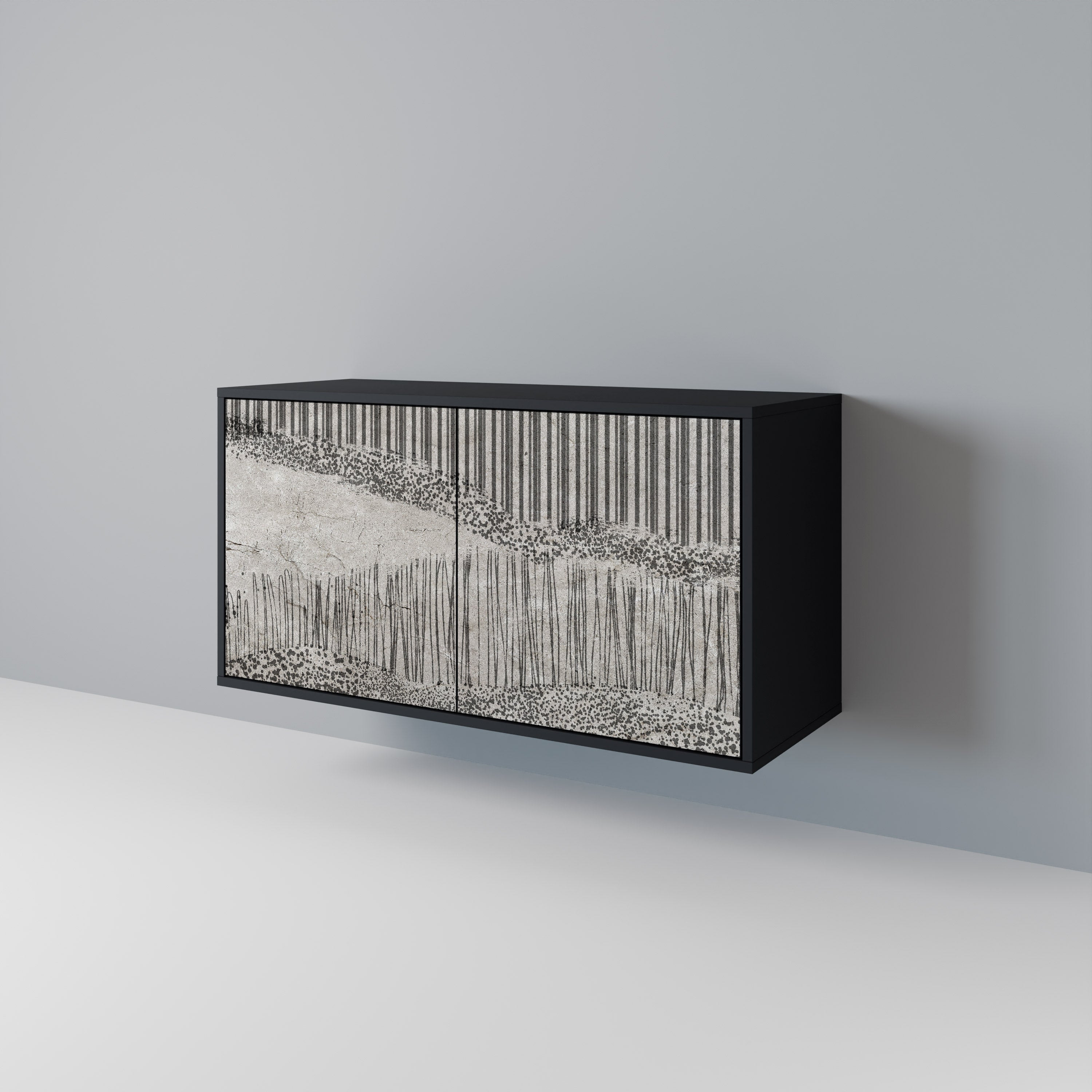 GRAIN LINES Aparador de 2 Portas em Acabamento Preto