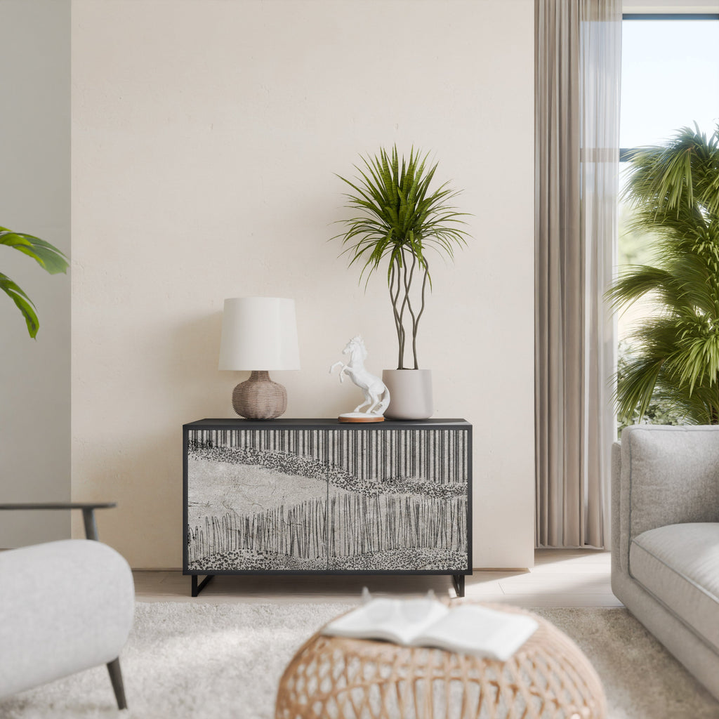 GRAIN LINES Aparador de 2 Portas em Acabamento Preto