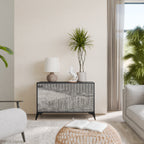 GRAIN LINES Aparador de 2 Portas em Acabamento Preto