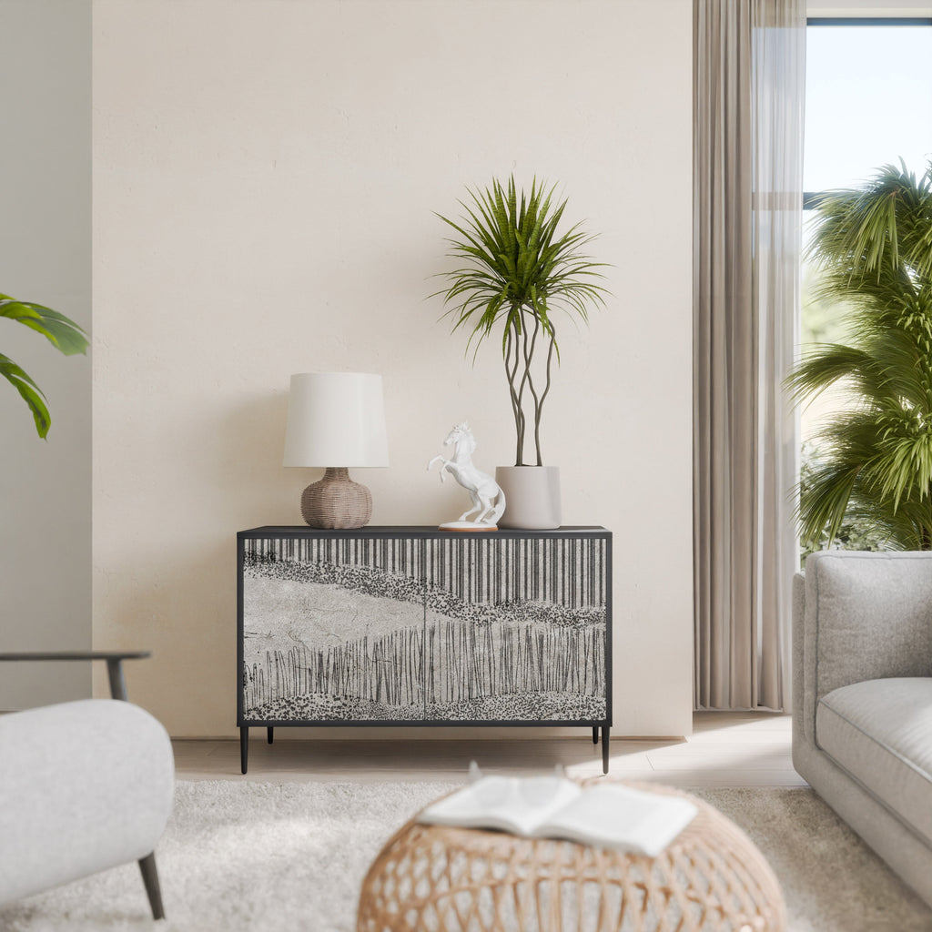 GRAIN LINES Aparador de 2 Portas em Acabamento Preto