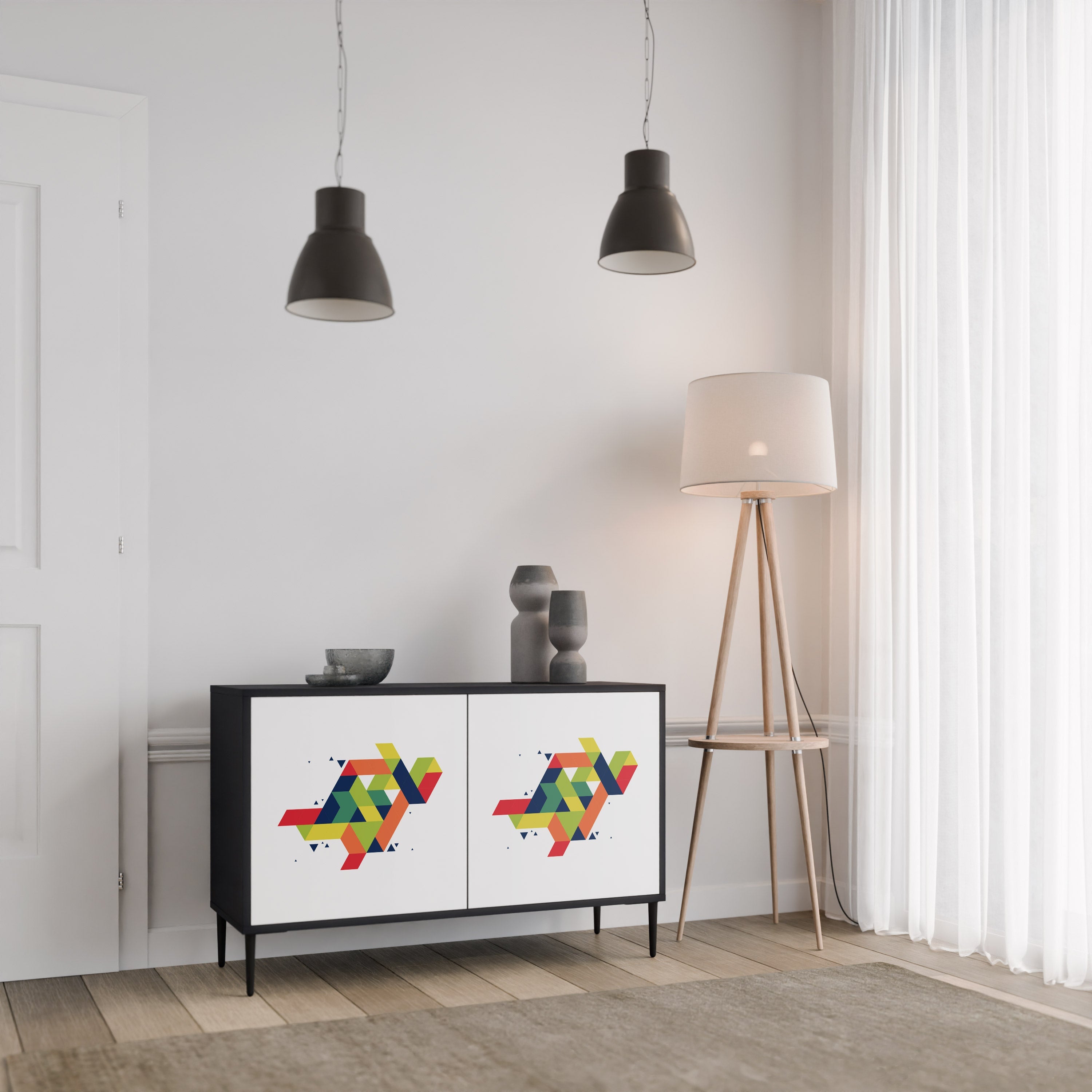 FUTURE SIGN Aparador de 2 Portas em Acabamento Preto