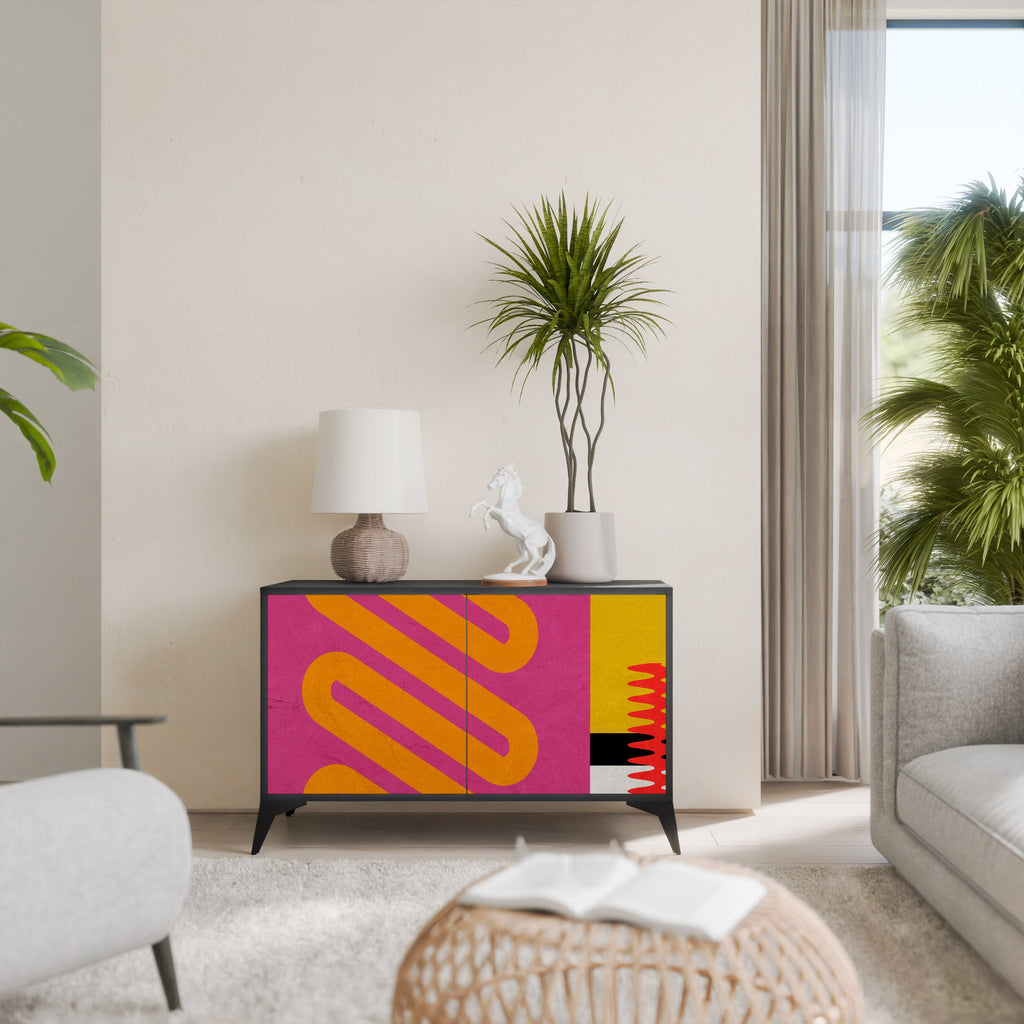 VIVID ART Aparador de 2 Portas em Acabamento Preto