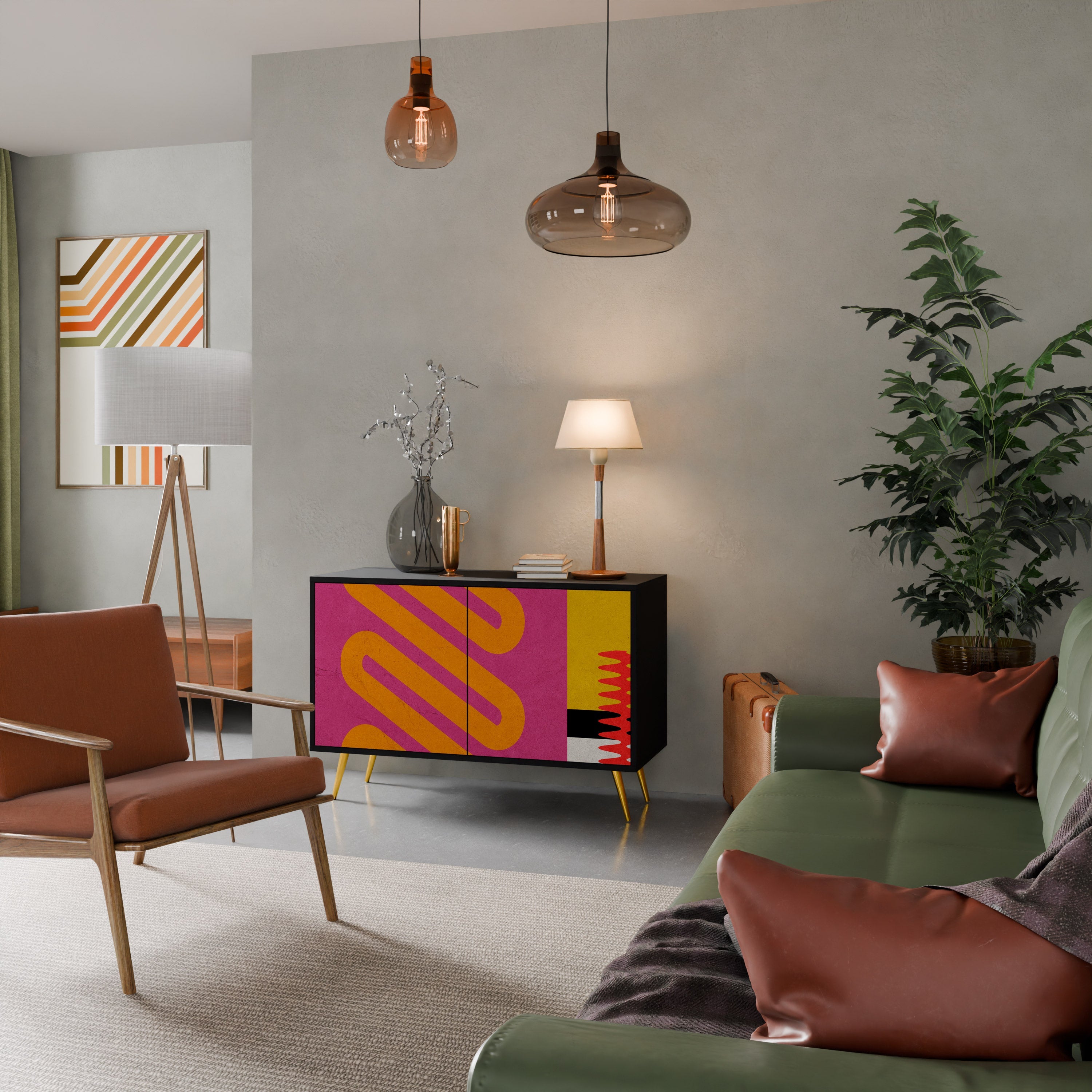 VIVID ART Aparador de 2 Portas em Acabamento Preto