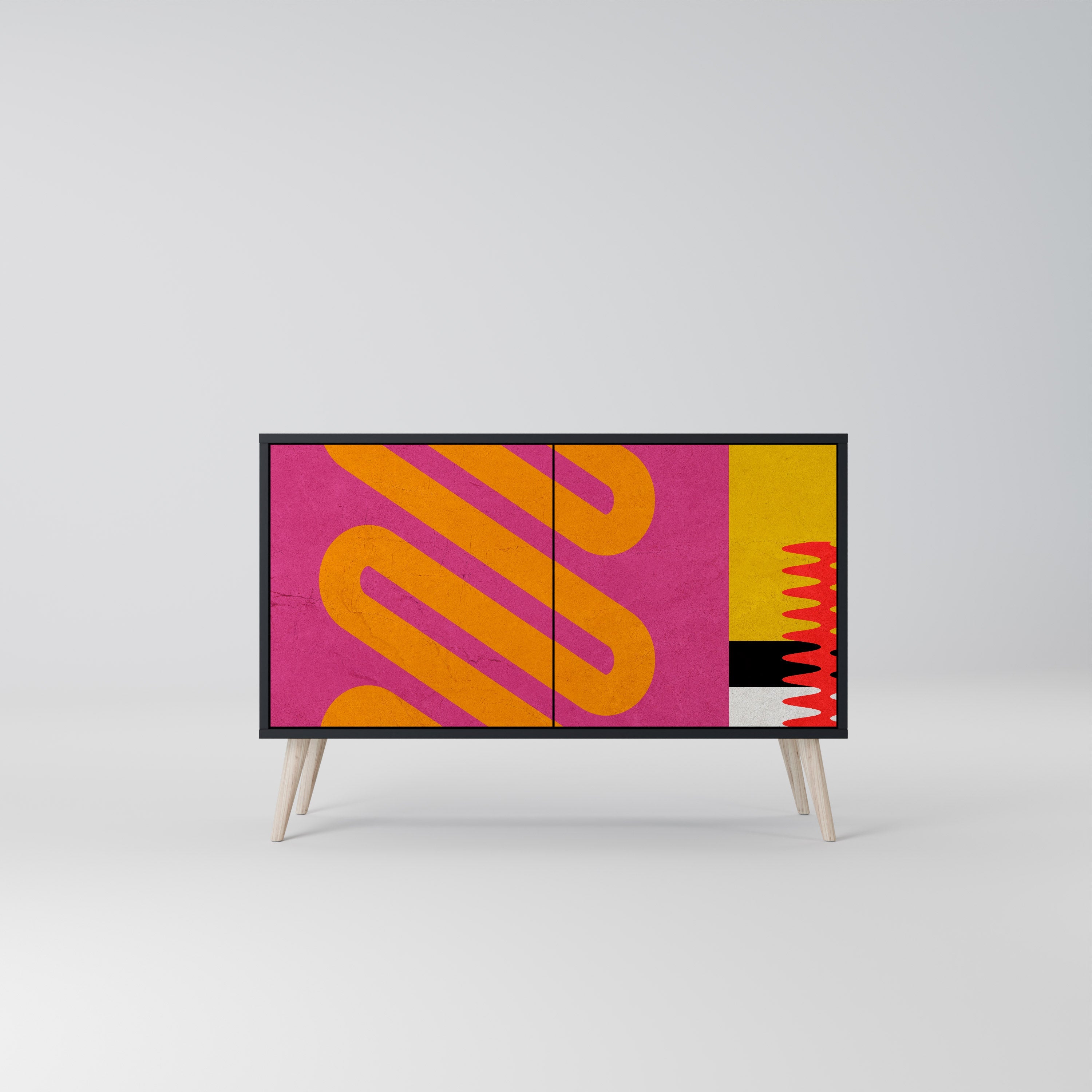 VIVID ART Aparador de 2 Portas em Acabamento Preto