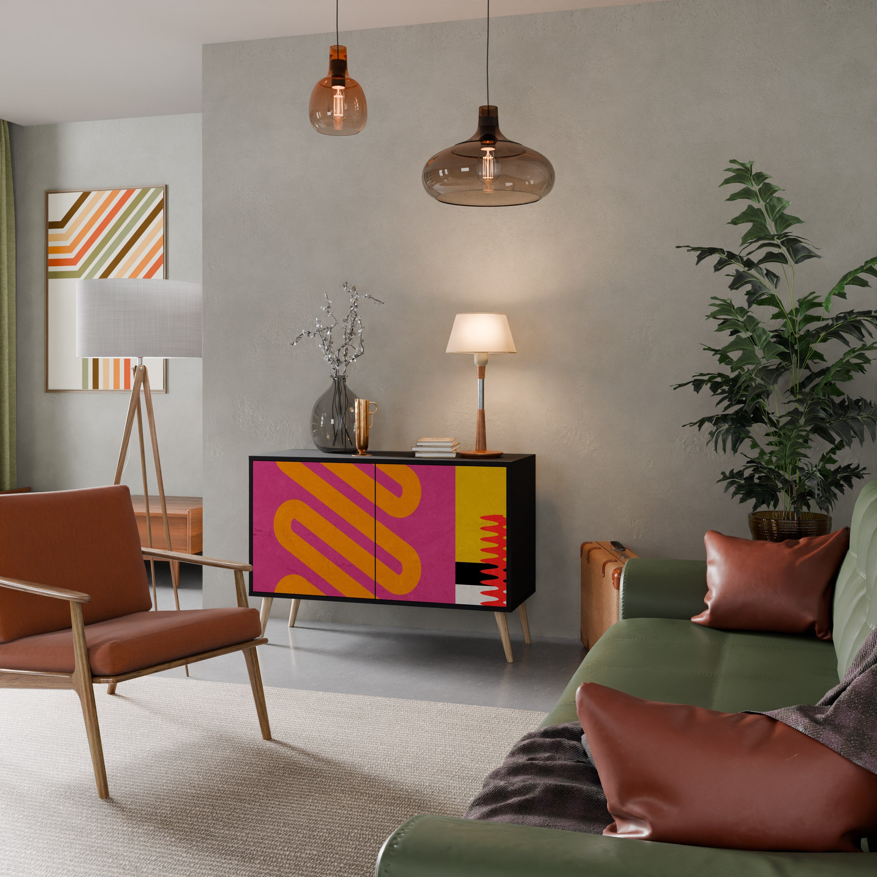 VIVID ART Aparador de 2 Portas em Acabamento Preto