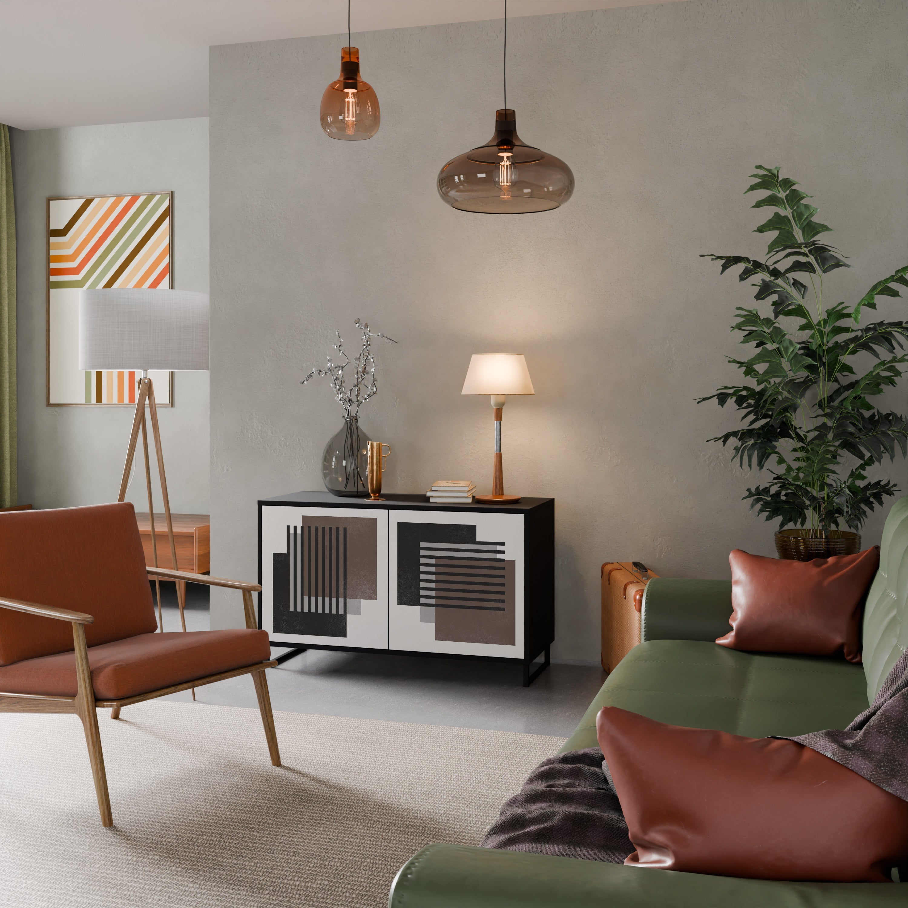 SHADOW SYNCHRONY Aparador de 2 Portas em Acabamento Preto