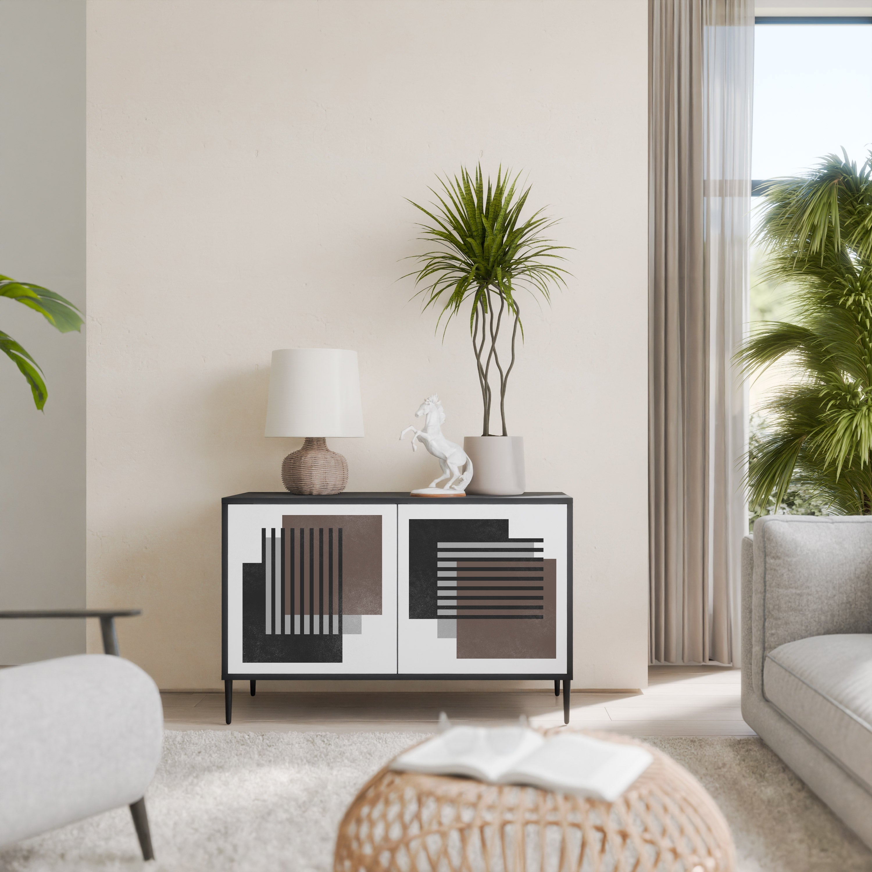 SHADOW SYNCHRONY Aparador de 2 Portas em Acabamento Preto