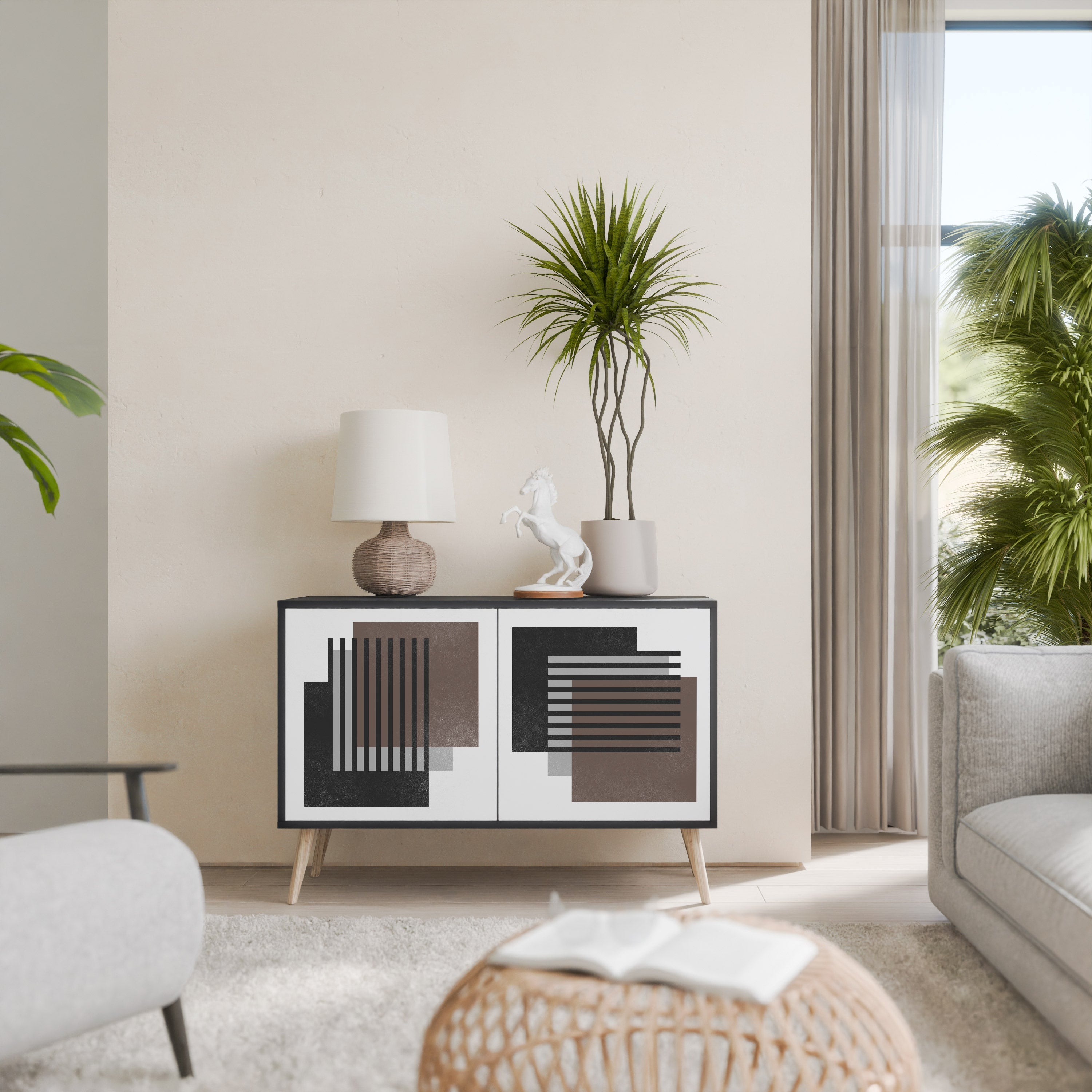 SHADOW SYNCHRONY Aparador de 2 Portas em Acabamento Preto