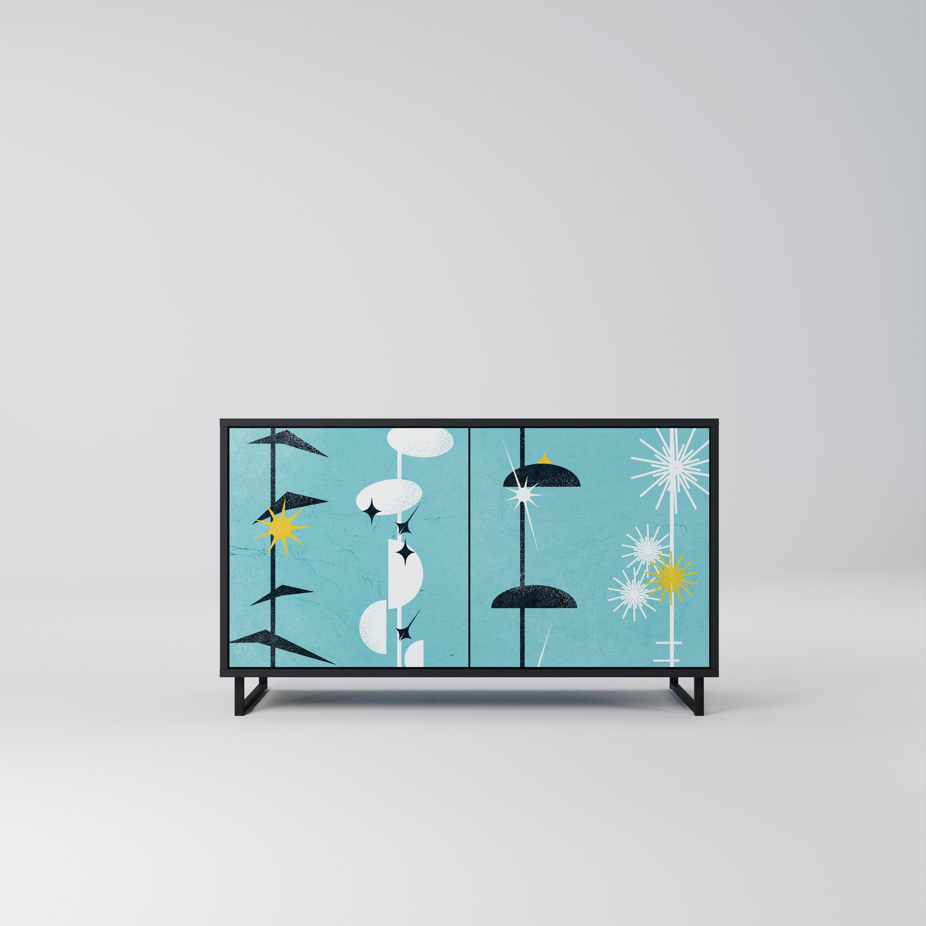 PATHS TO HAPPINESS Aparador de 2 Portas em Acabamento Preto