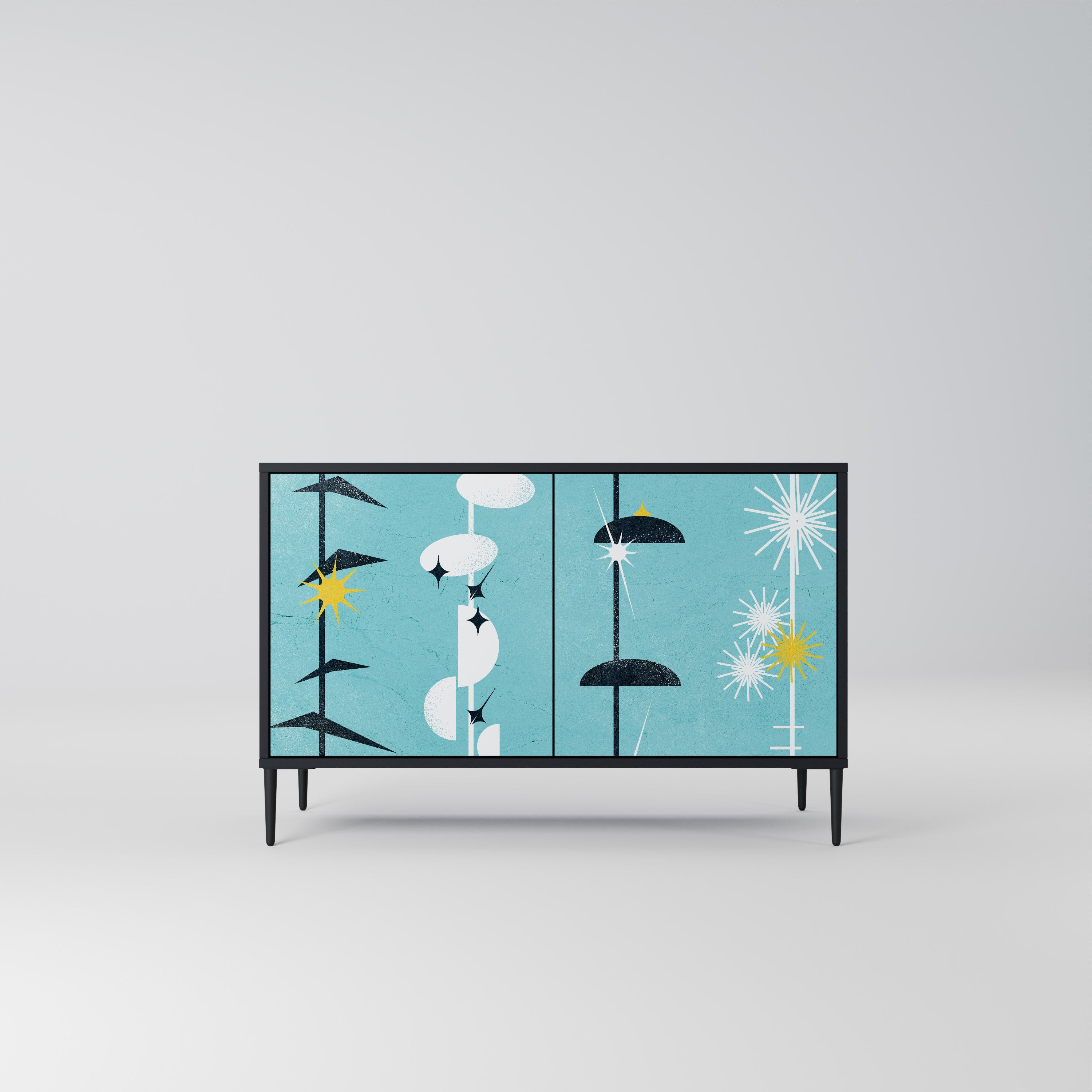 PATHS TO HAPPINESS Aparador de 2 Portas em Acabamento Preto