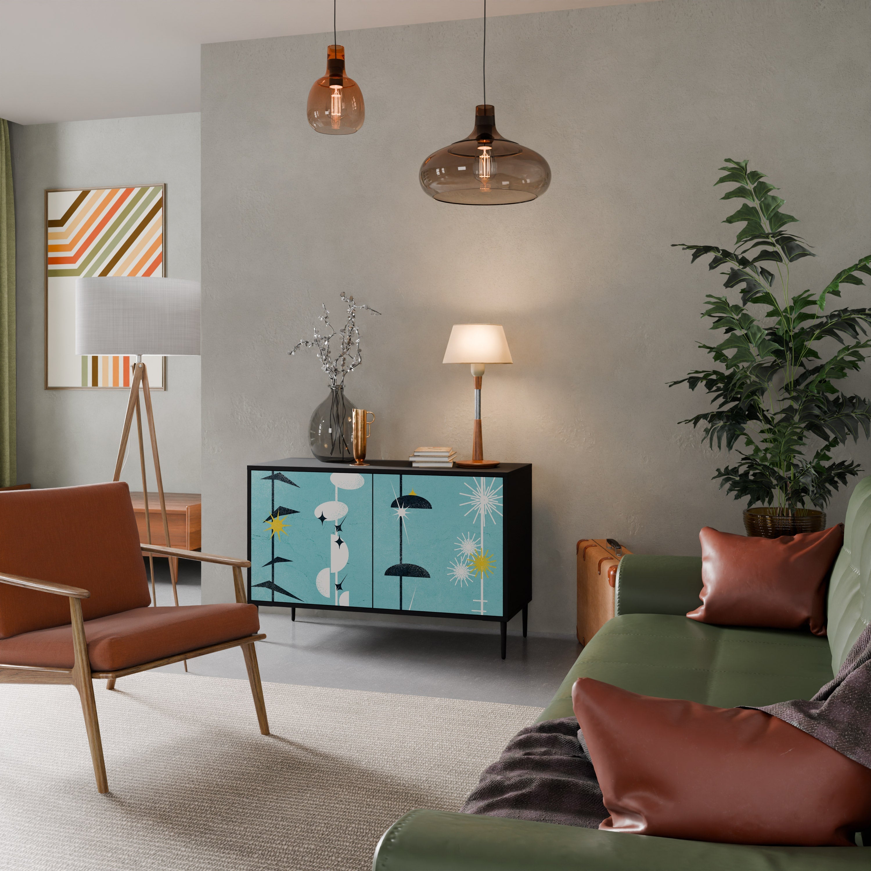 PATHS TO HAPPINESS Aparador de 2 Portas em Acabamento Preto