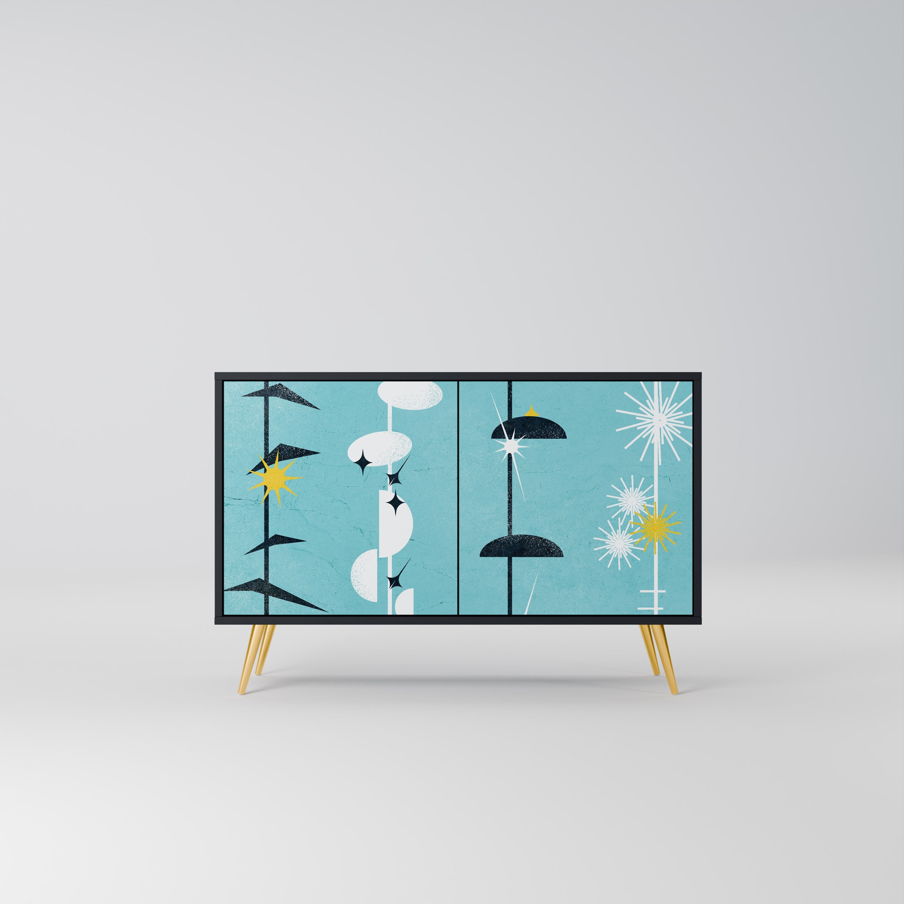 PATHS TO HAPPINESS Aparador de 2 Portas em Acabamento Preto